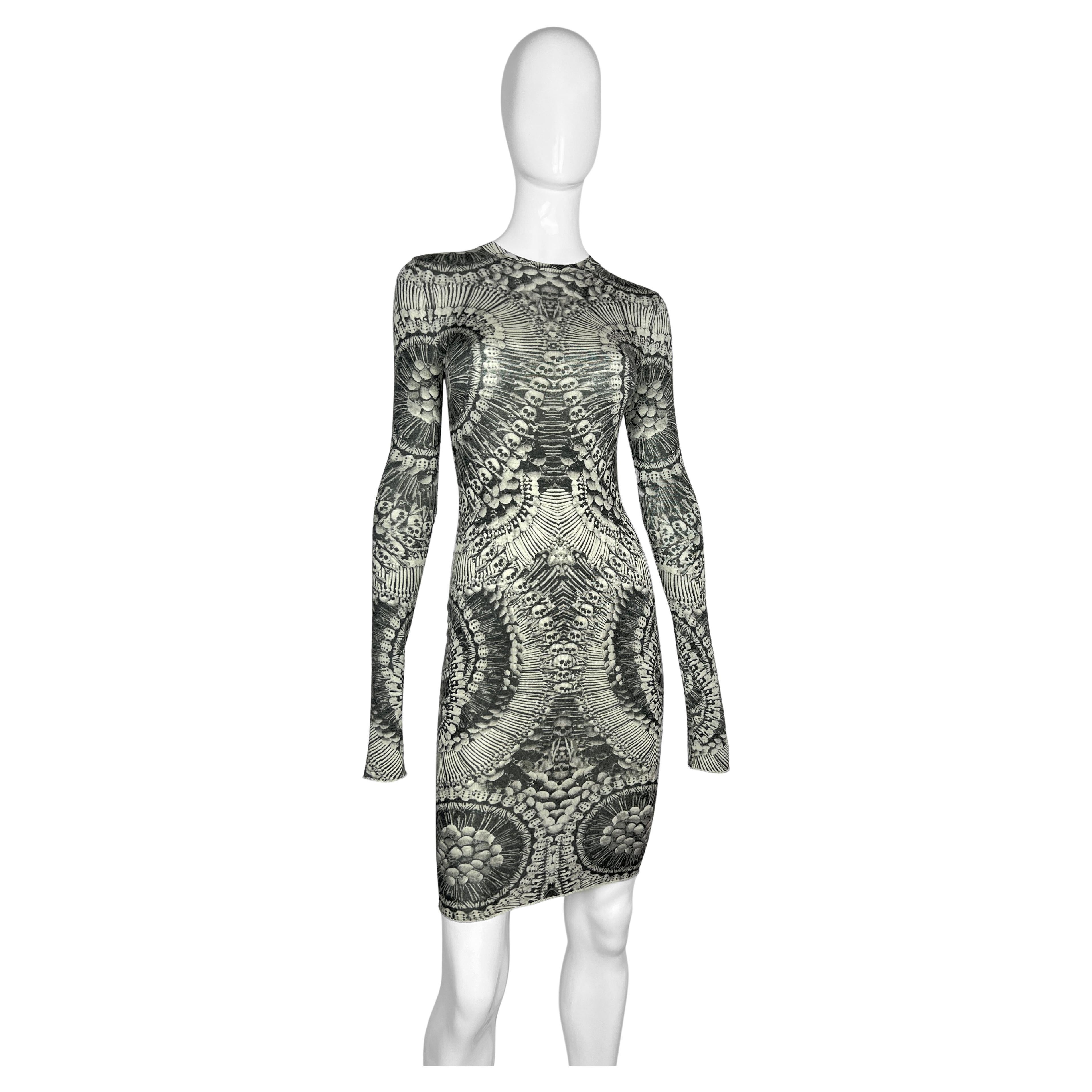 2010 Alexander McQueen – Catacombs Skull Printed Dress Size XS