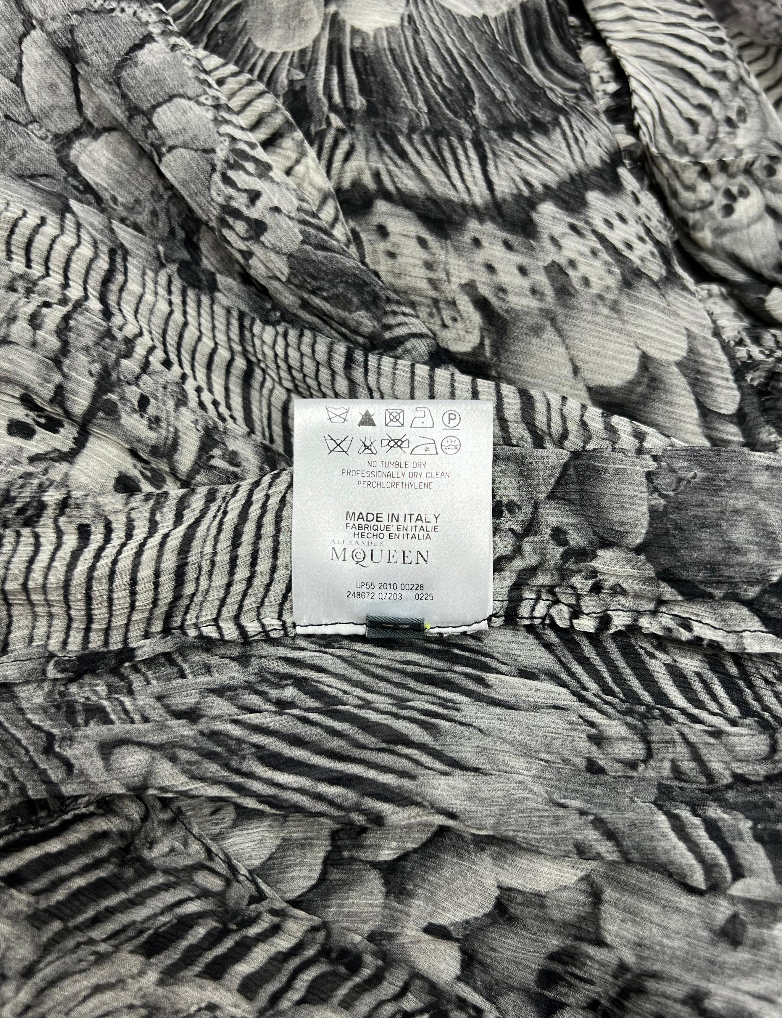 2010 Alexander McQueen Catacombs Skull-Printed Silk Tunic with Attached Scarf For Sale 8