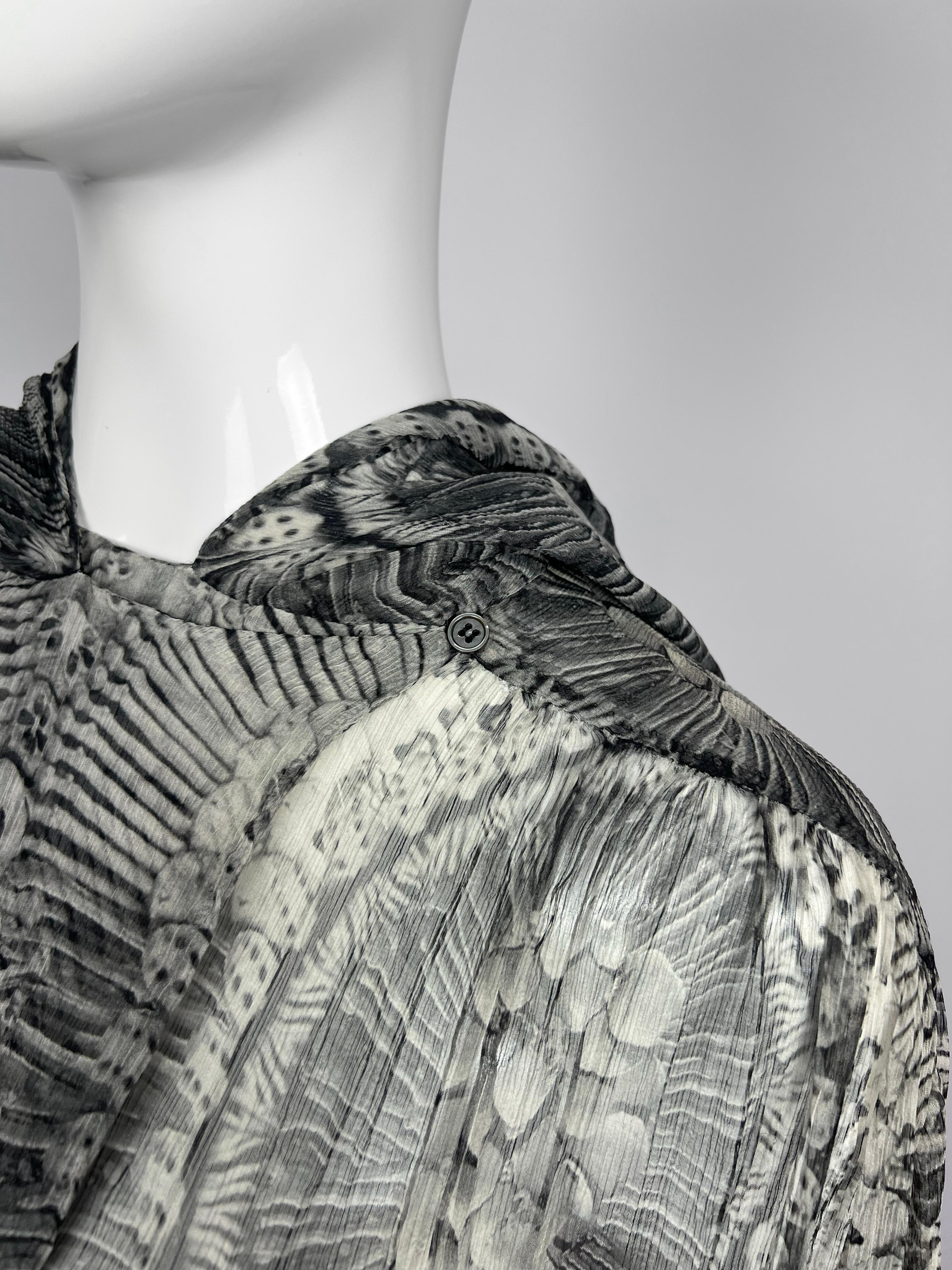 2010 Alexander McQueen Catacombs Skull-Printed Silk Tunic with Attached Scarf For Sale 10