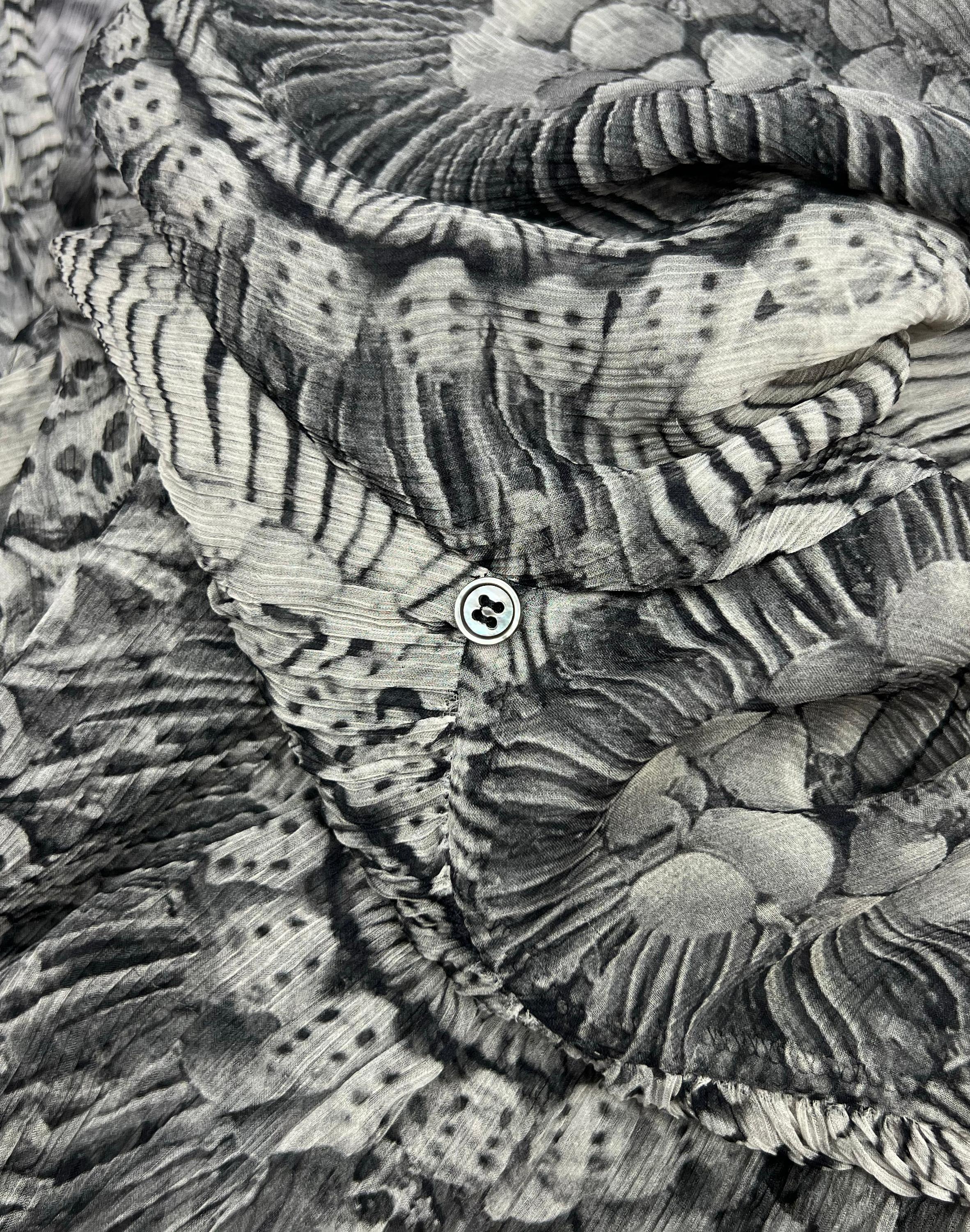 2010 Alexander McQueen Catacombs Skull-Printed Silk Tunic with Attached Scarf For Sale 12