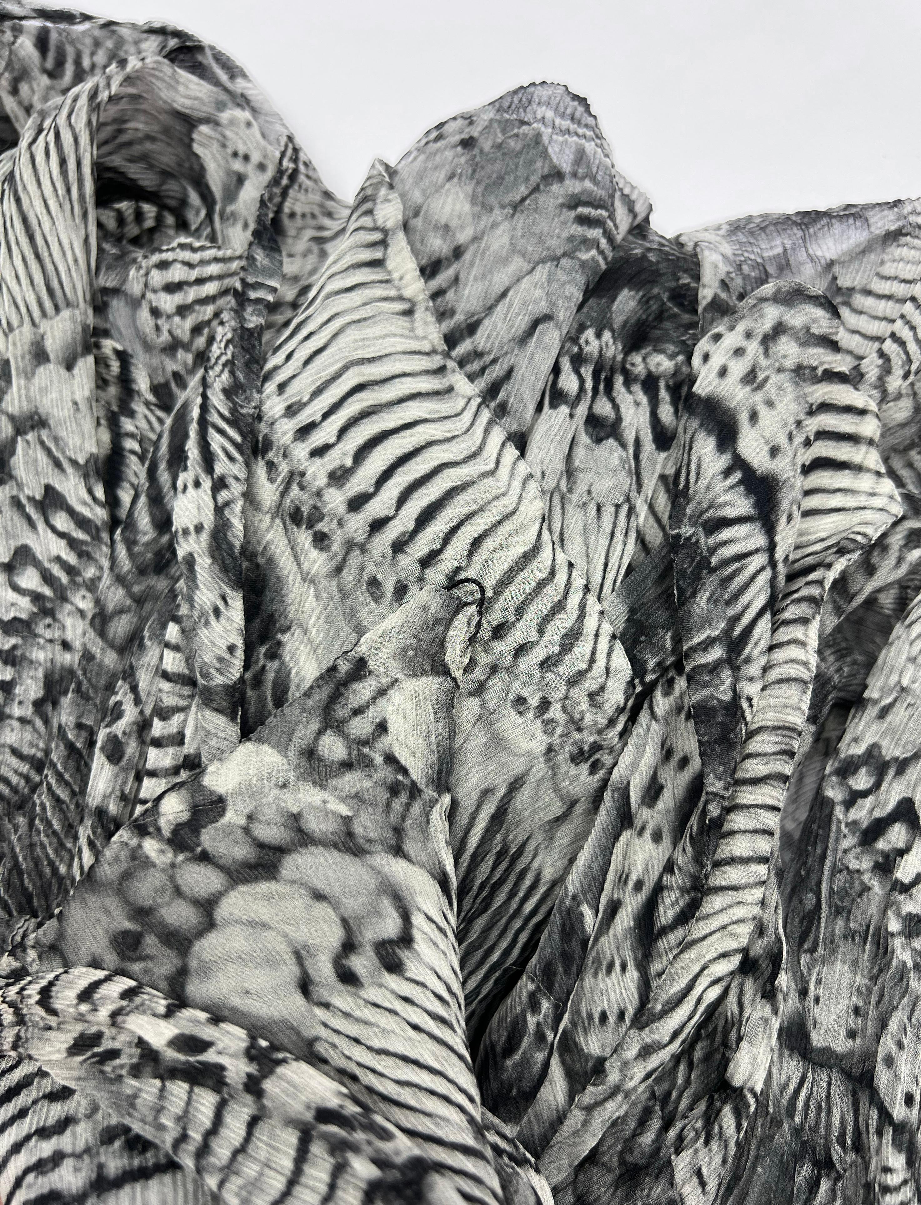 2010 Alexander McQueen Catacombs Skull-Printed Silk Tunic with Attached Scarf For Sale 13