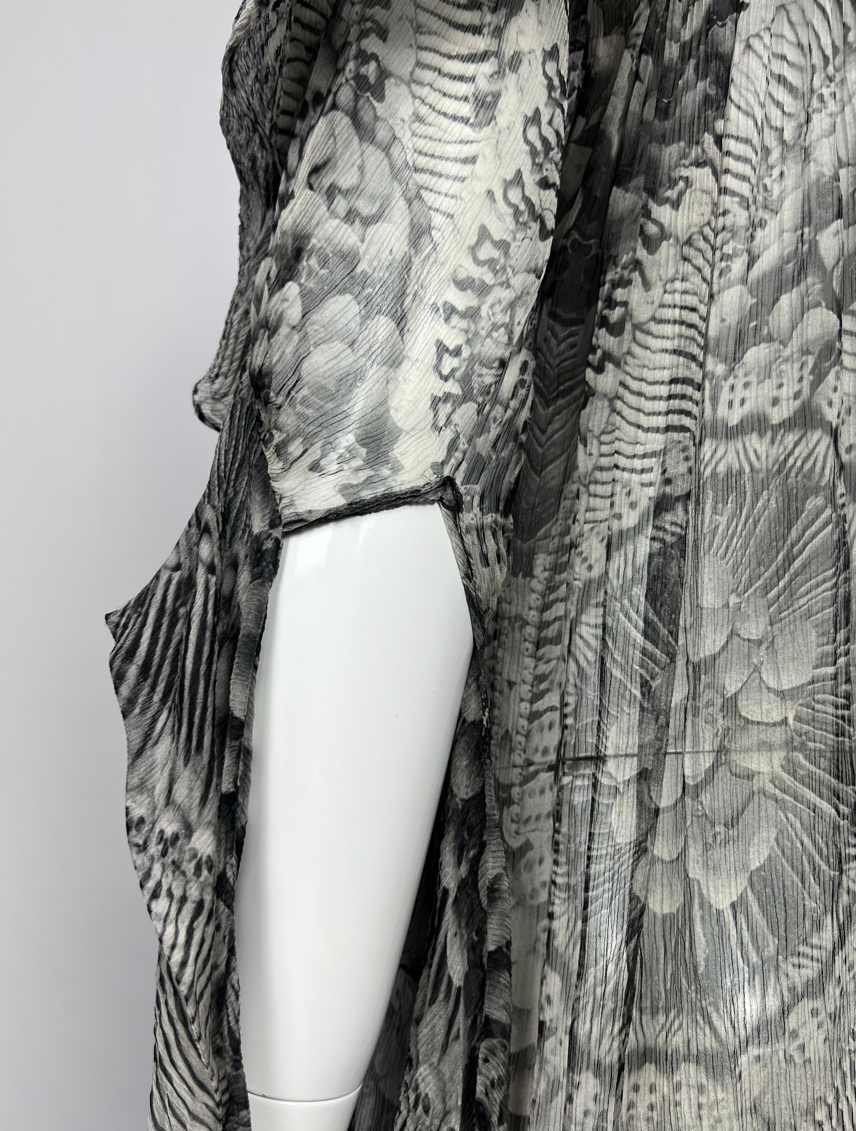 2010 Alexander McQueen Catacombs Skull-Printed Silk Tunic with Attached Scarf For Sale 14