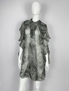 2010 Alexander McQueen Catacombs Skull-Printed Silk Tunic with Attached Scarf