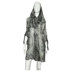 2010 Alexander McQueen Catacombs Skull-Printed Silk Tunic with Attached Scarf