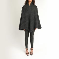 2010 Alexander McQueen Grey Cable Knit Wool Cape