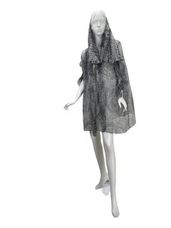 2010 Alexander McQueen Scull Print Silk Top with Scarf