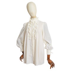 2010 Alexander McQueen White Ruffled Victorian Baby Doll Dress Smock shirt