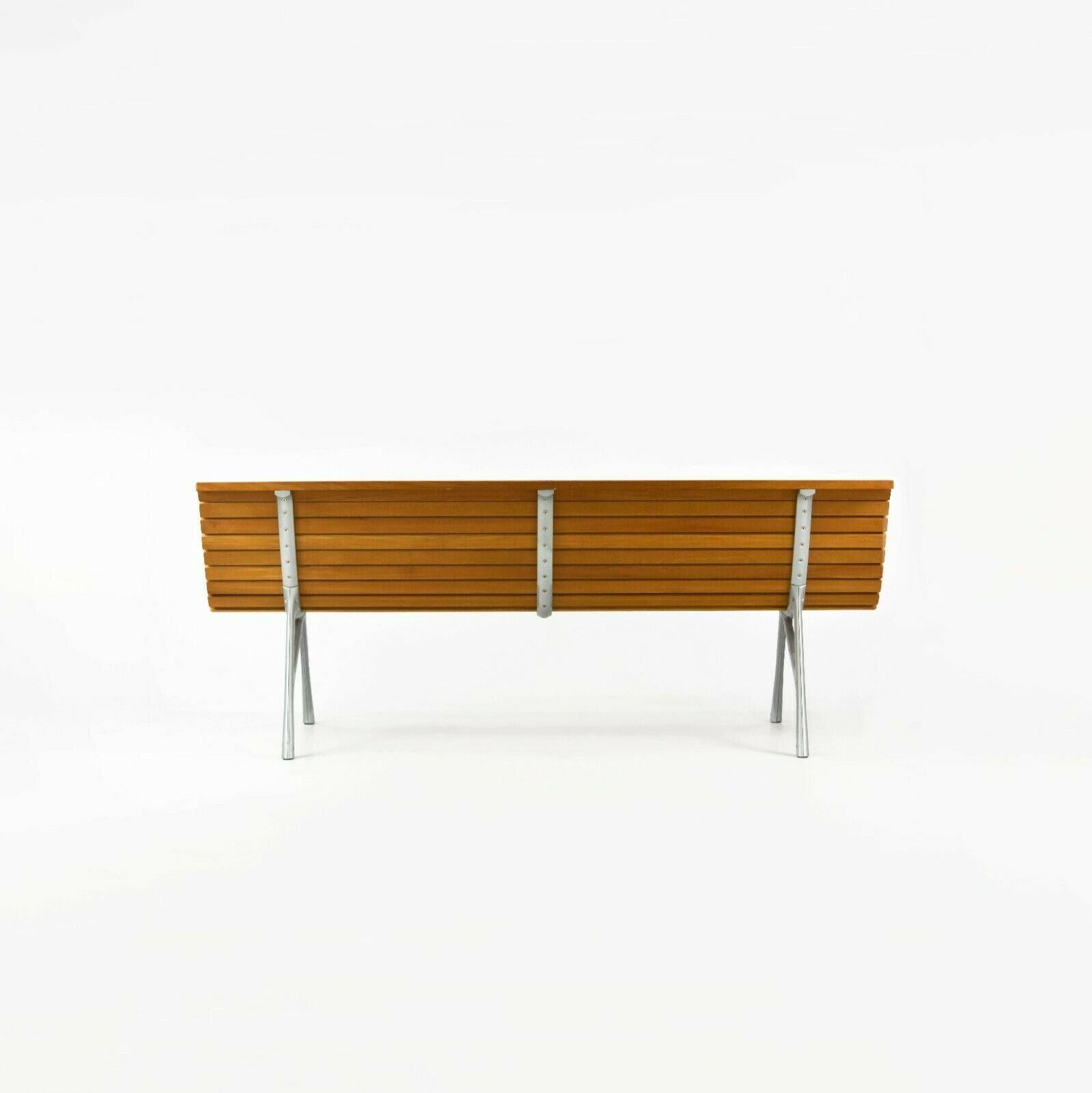 Italian 2010 Alias Teak Outdoor Three Seat Bench Settee in Cast Aluminum by Alberto Meda For Sale