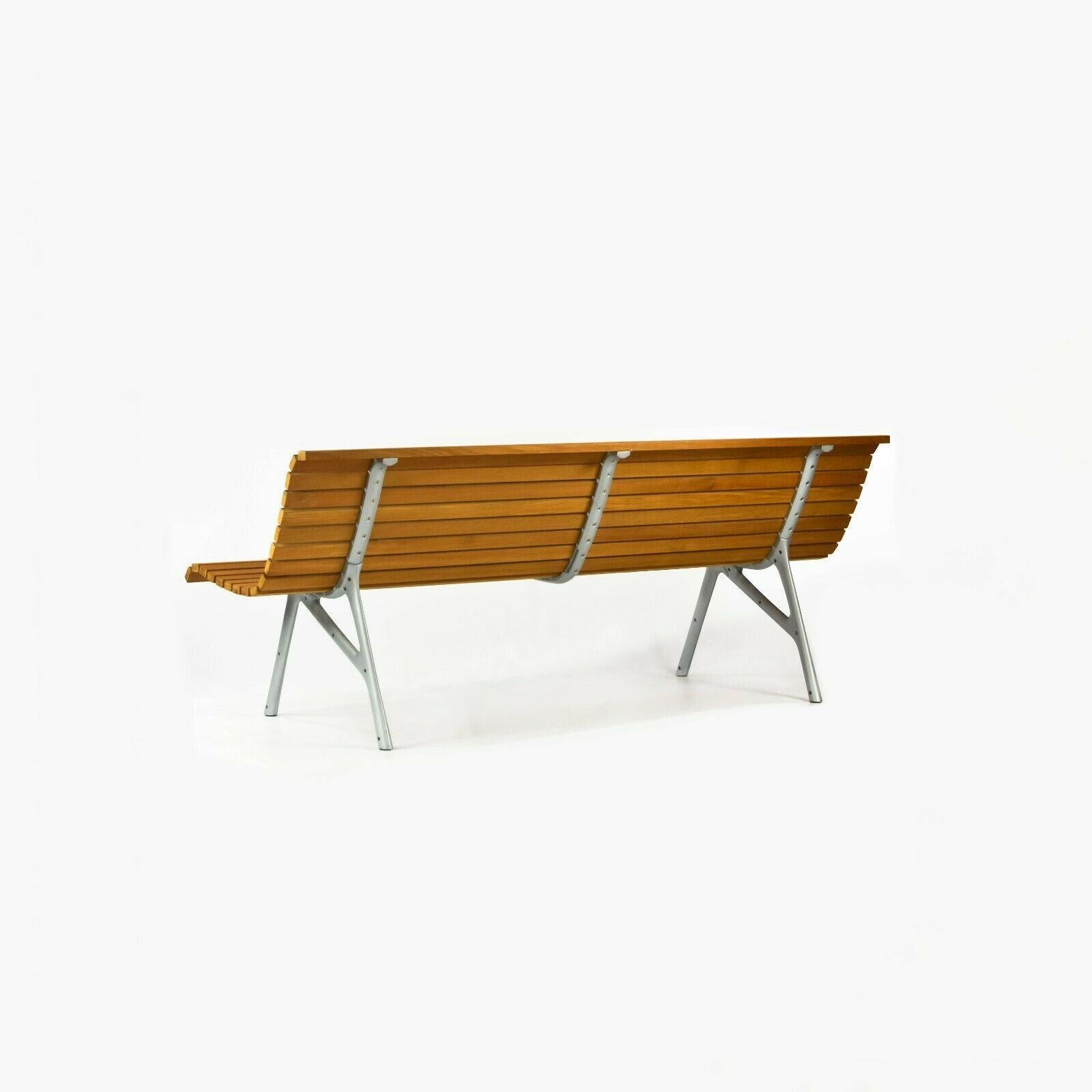 2010 Alias Teak Outdoor Three Seat Bench Settee in Cast Aluminum by Alberto Meda In Good Condition For Sale In Philadelphia, PA