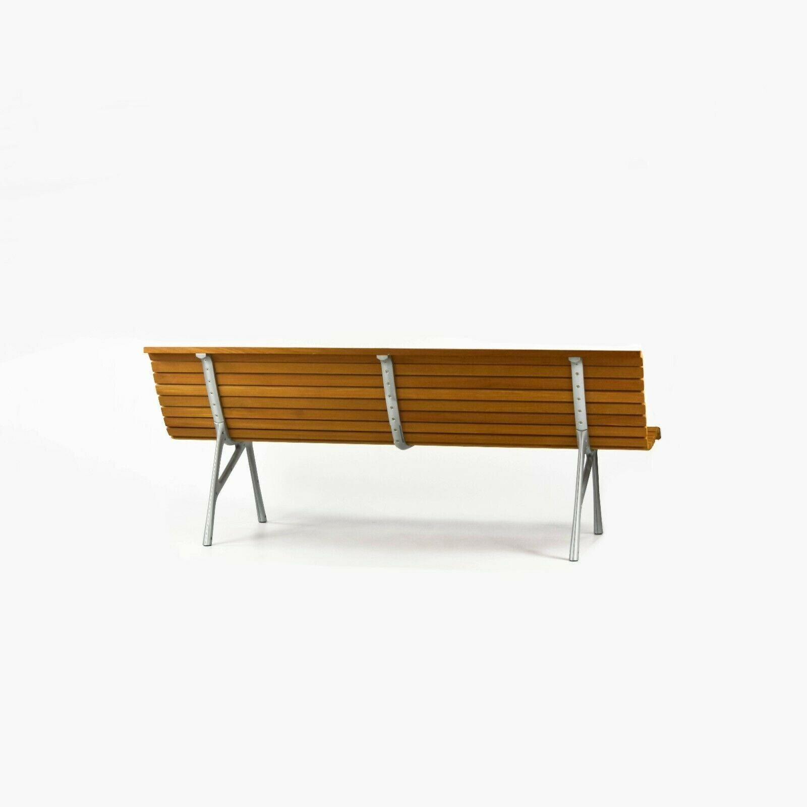 Contemporary 2010 Alias Teak Outdoor Three Seat Bench Settee in Cast Aluminum by Alberto Meda For Sale