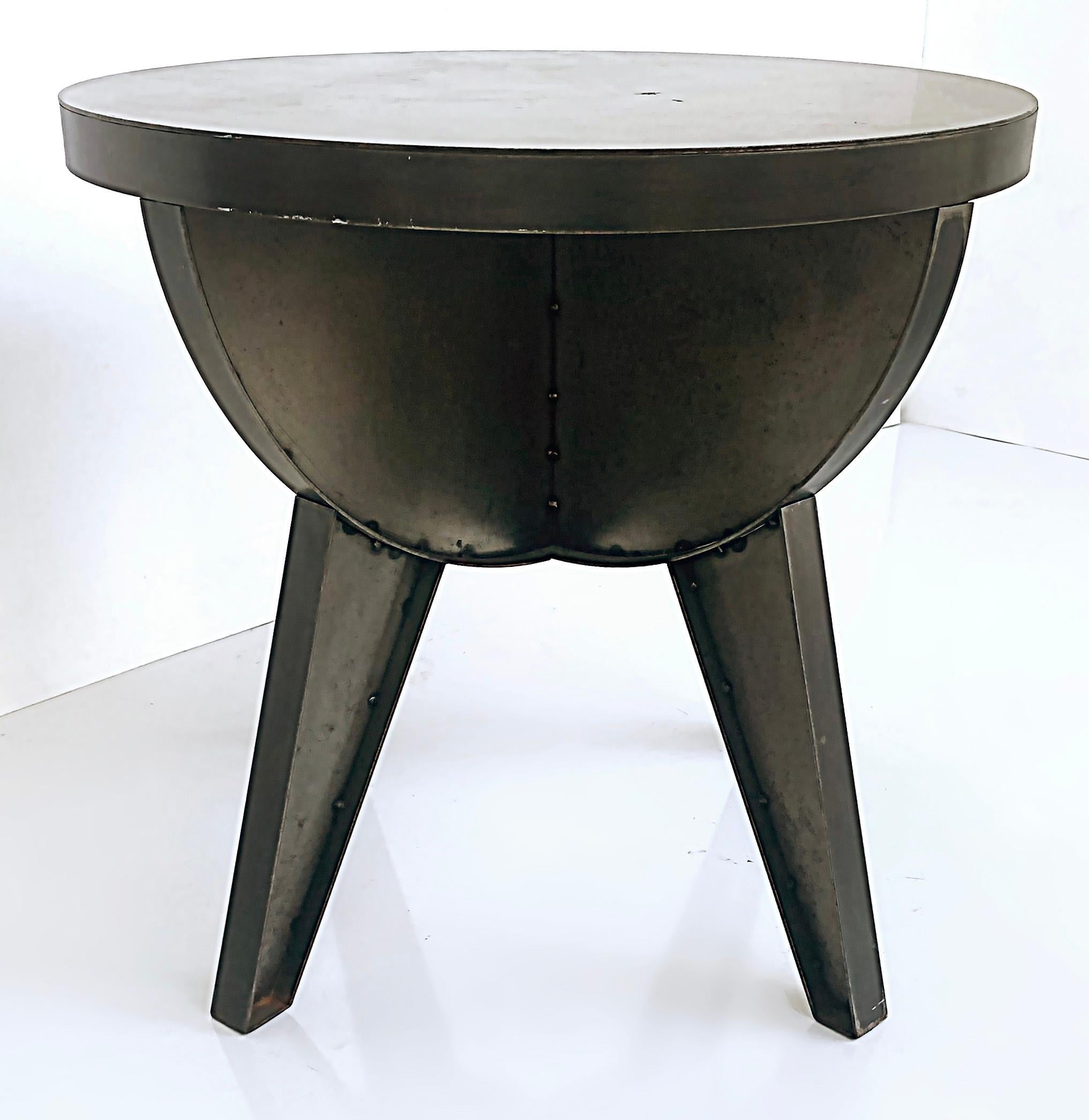 American 2010 Atomic Age Sputnik Studio Industrial Steel Side Tables, Pair For Sale