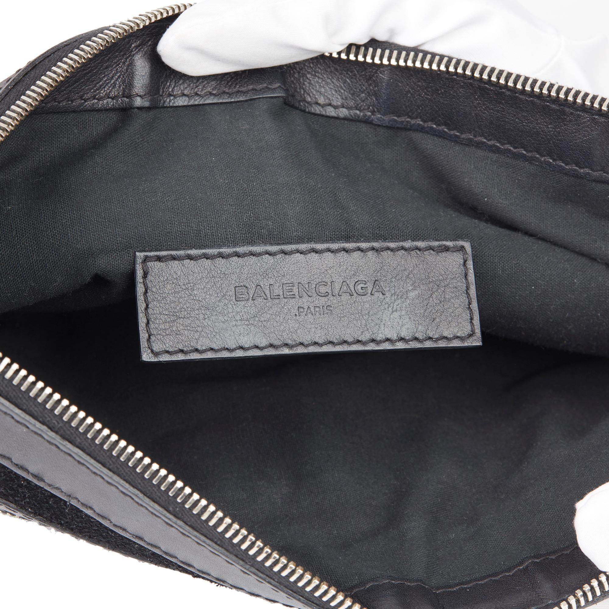 2010 Balenciaga Black Calfskin Leather & Suede City Pouch 4