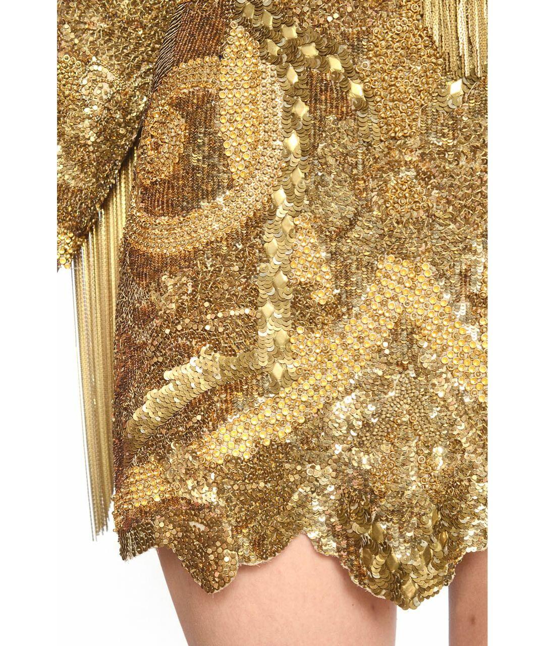 2010 Balmain Fully Beaded and Fringed Gold Dress from Celebrity 