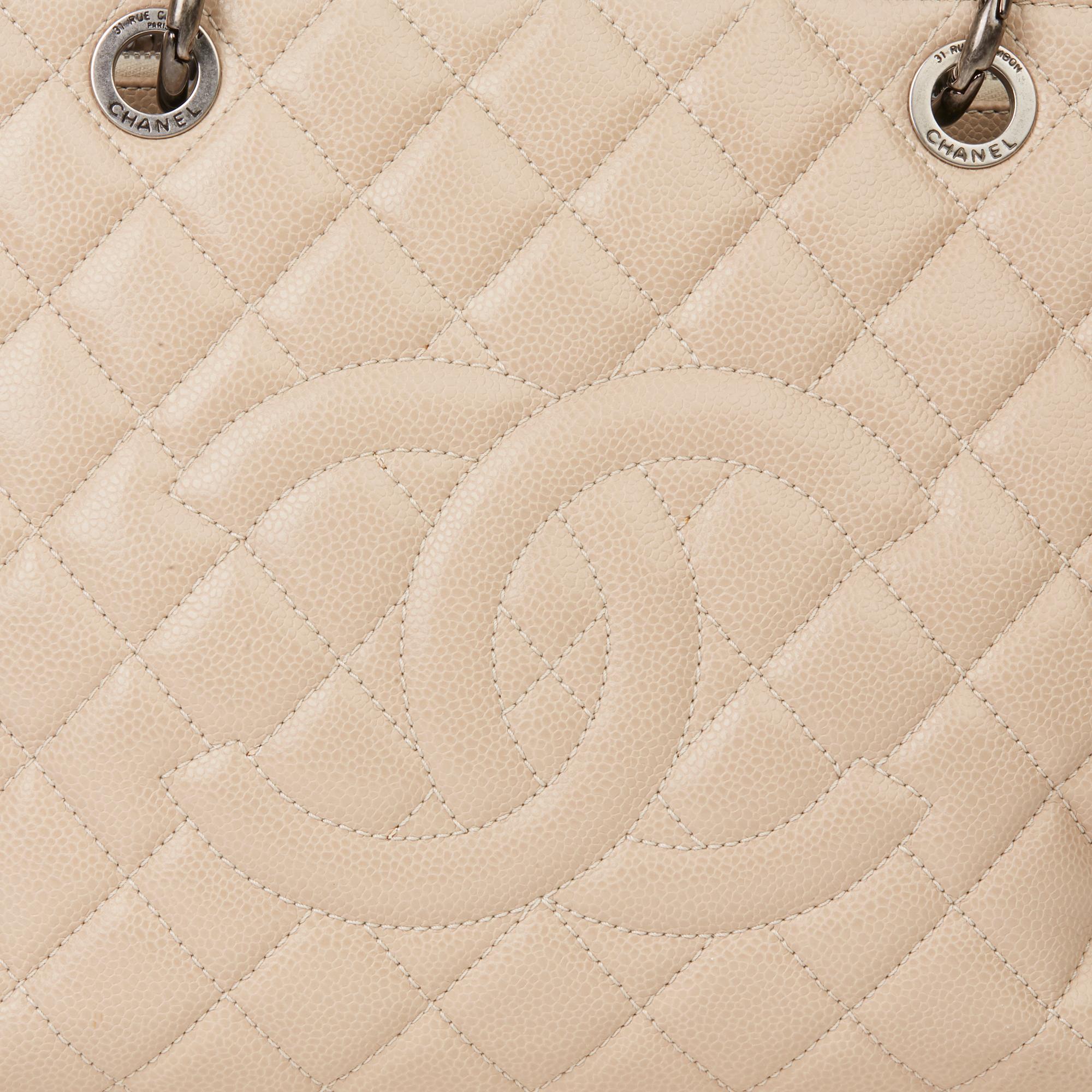 2010 Beige Quilted Caviar Leather Grand Shopping Tote GST 2