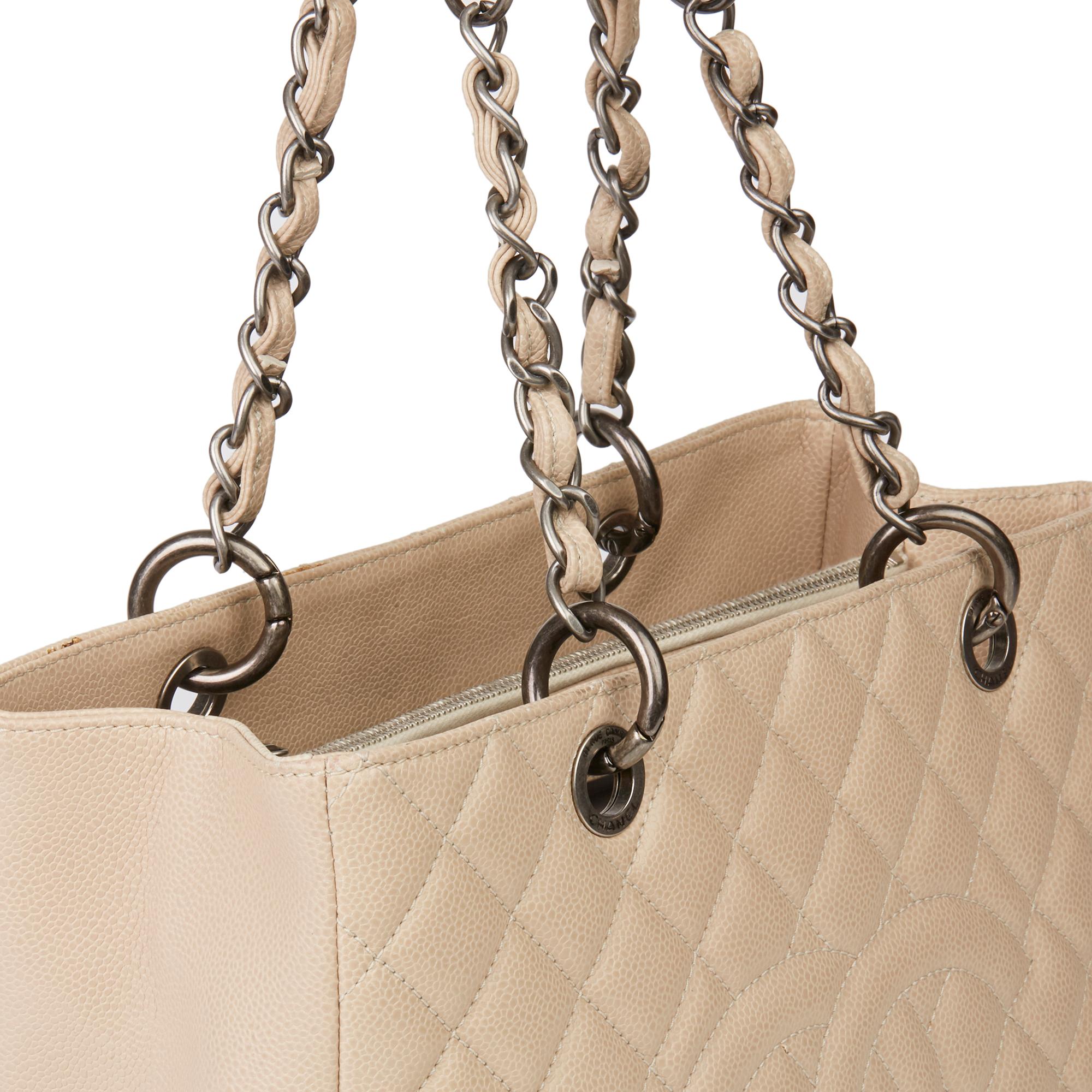 2010 Beige Quilted Caviar Leather Grand Shopping Tote GST 3