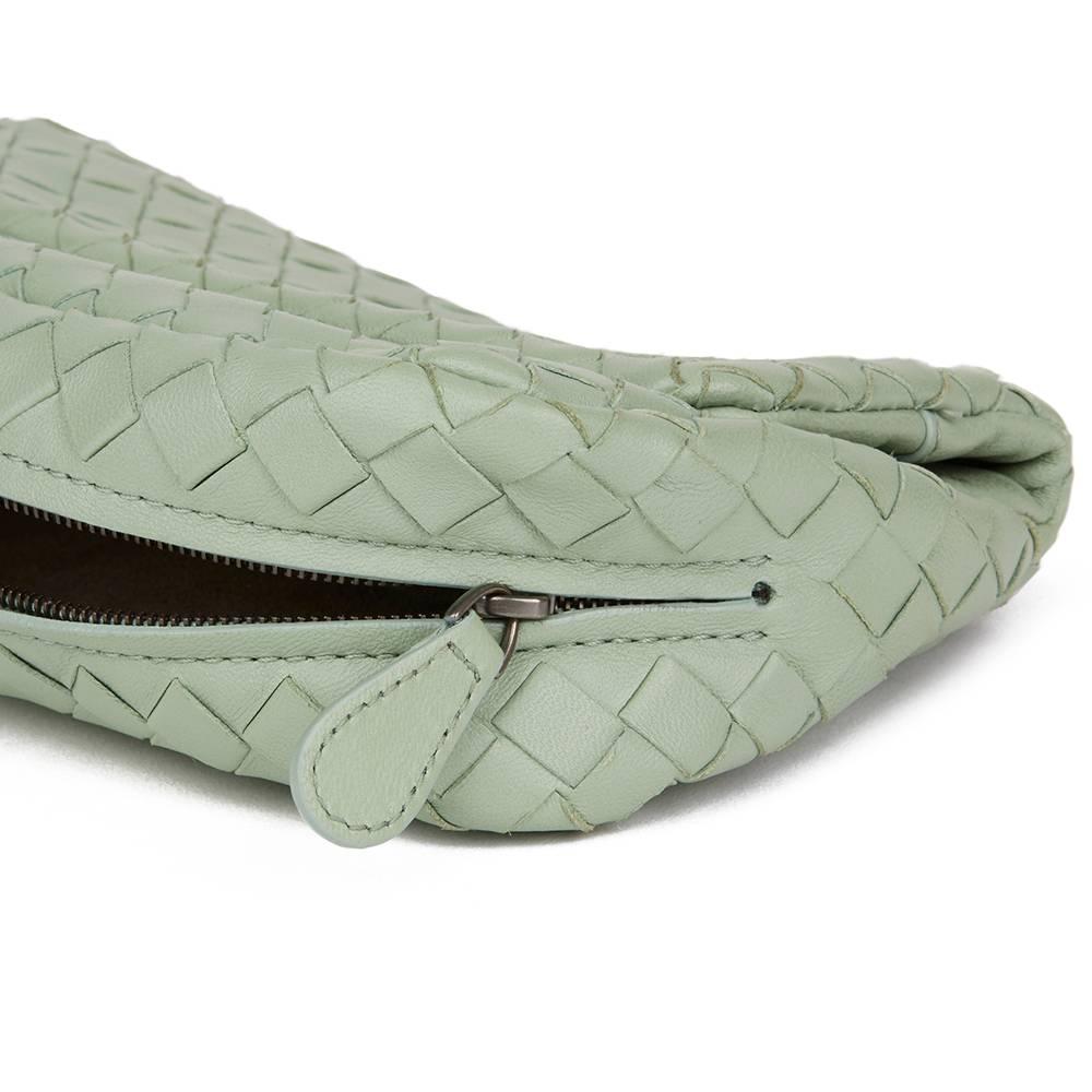 2010 Bottega Veneta Mint Green Woven Calfskin Leather Mini Messenger Bag 1