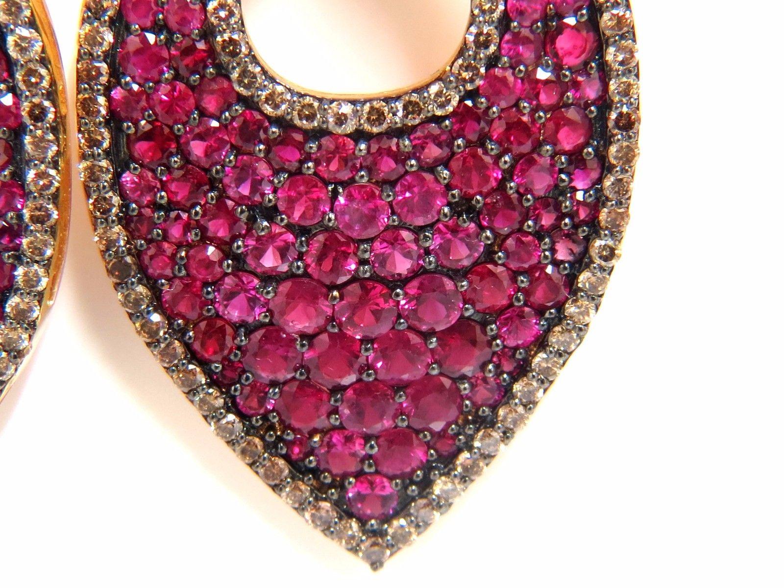 Women's or Men's 20.10 Carat Natural Vivid Red Ruby Diamond Dangle Earrings 14 Karat Glam