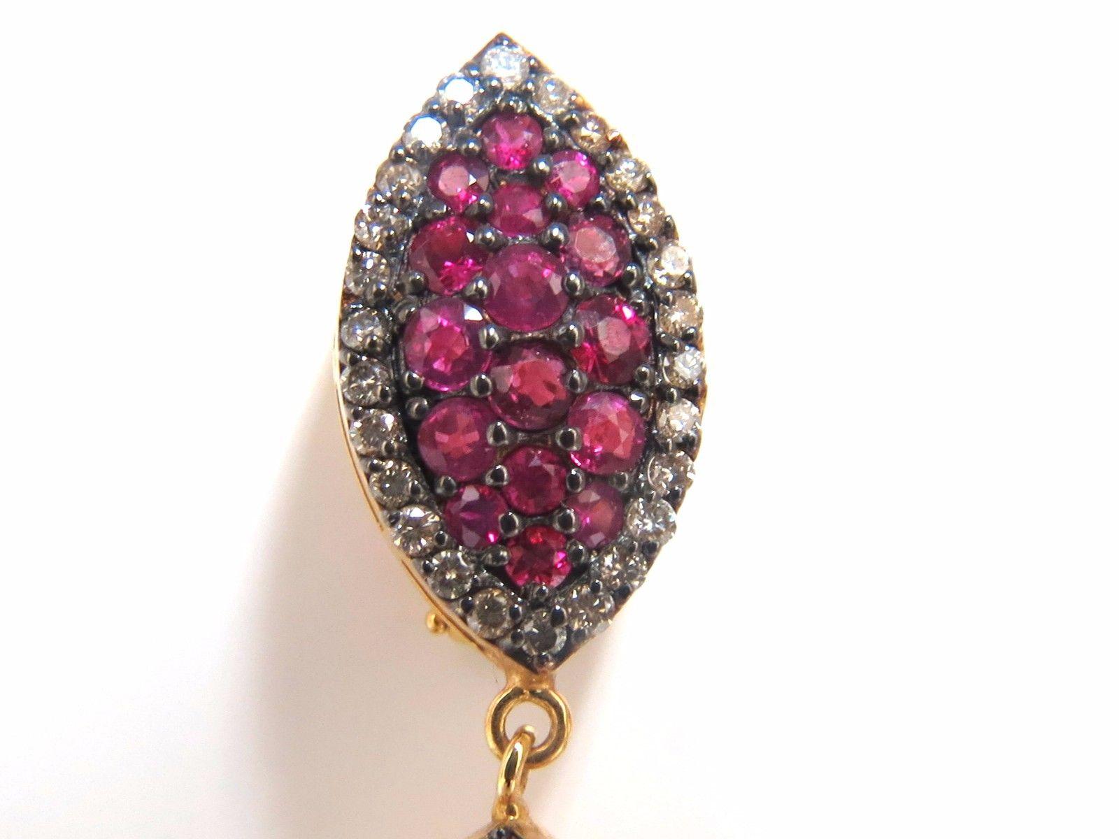 20.10 Carat Natural Vivid Red Ruby Diamond Dangle Earrings 14 Karat Glam 1