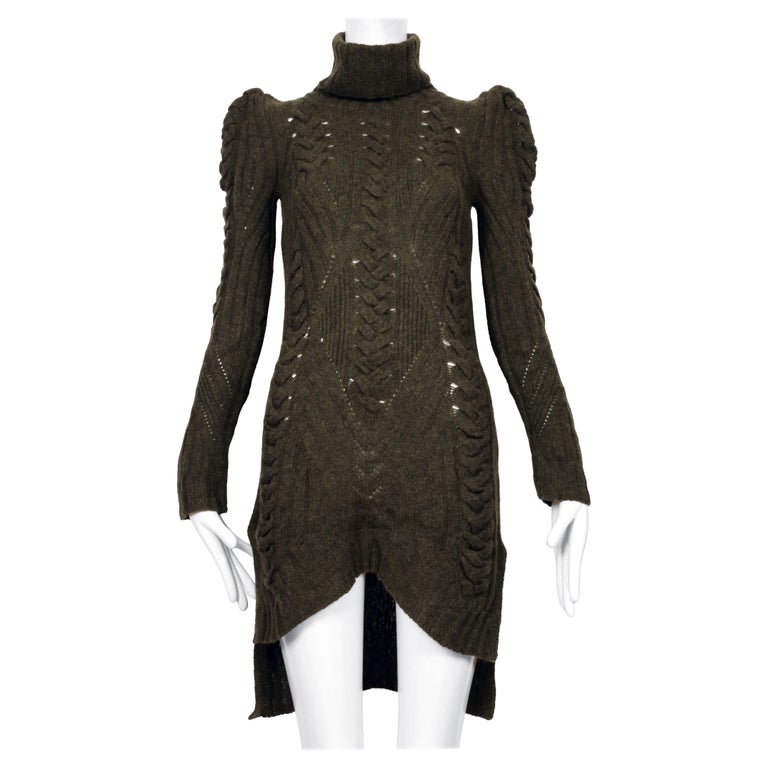 celine knit dress 2010 by PHOEBE PHILO moss green cable wool and cashmere sweater For Sale at 1stDibs men's suede shoes