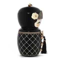 2010 Chanel Black Plexiglass & Enamel Paris-Shanghai China Doll Minaudiere