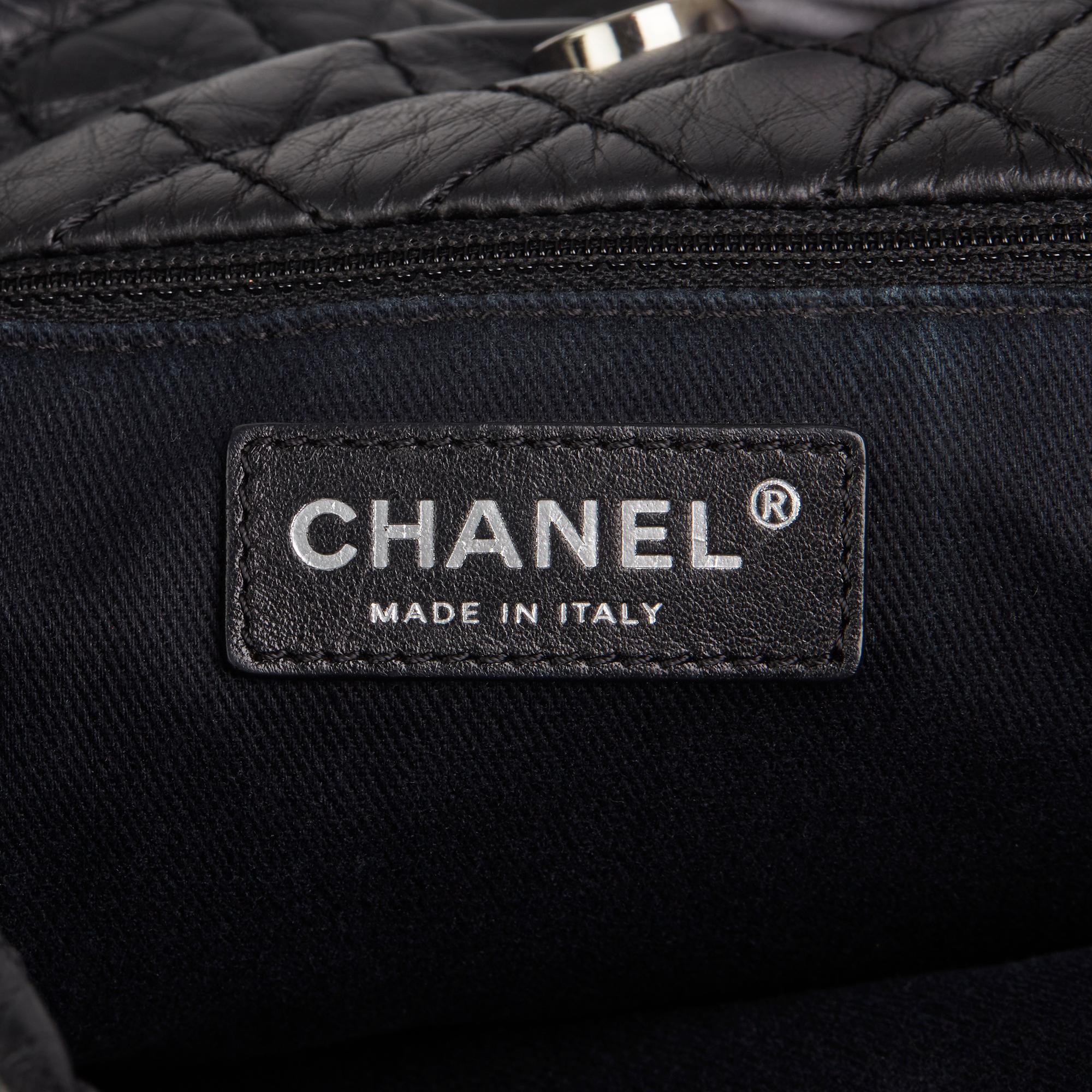2010 Chanel Black Quilted Aged Calfskin Leather Fantasy Shopping Tote 5