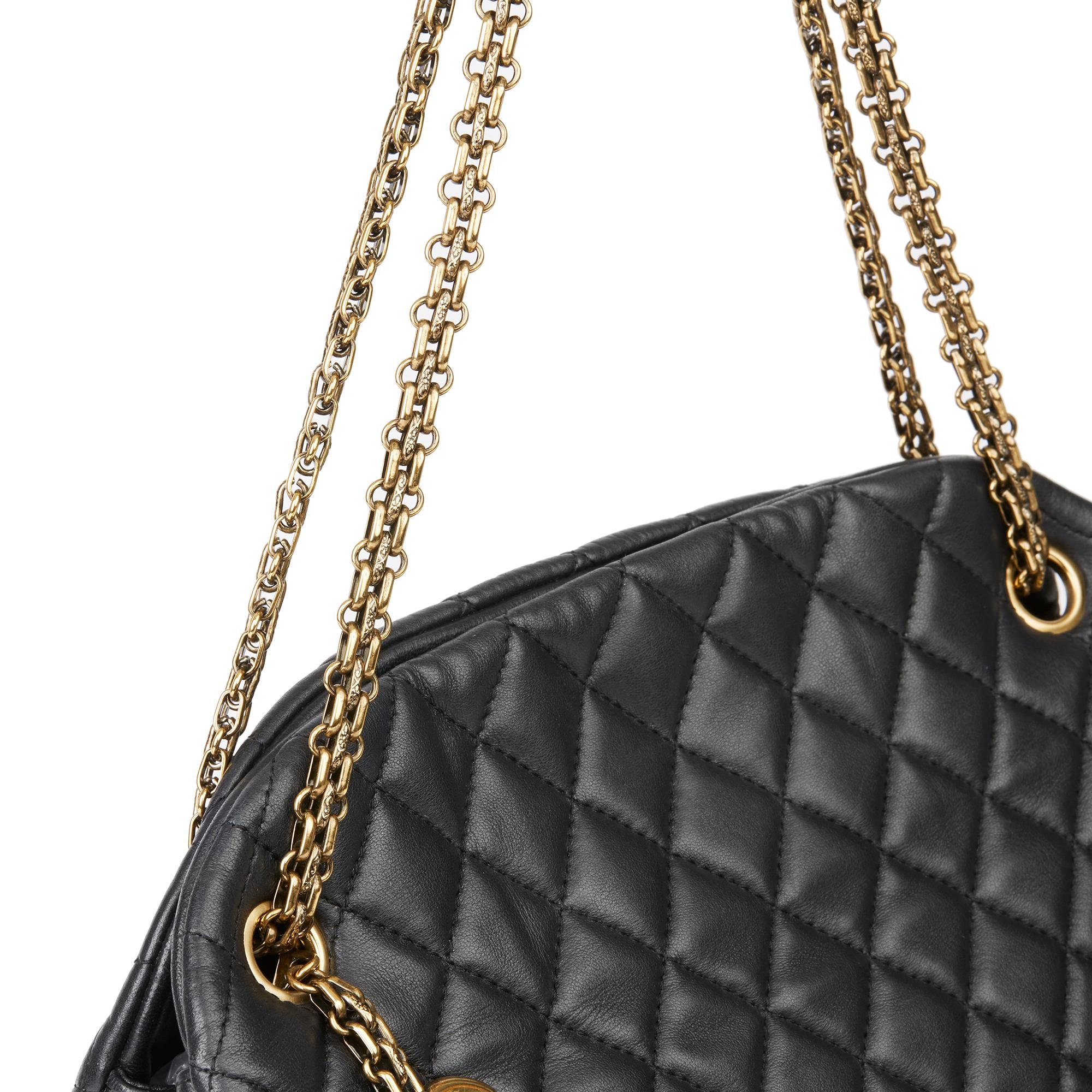 Women's 2010 Chanel Black Quilted Lambskin Large Just Mademoiselle Bowling Bag