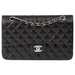 2010 Chanel Black Quilted Lambskin Medium Classic Double Flap Bag 