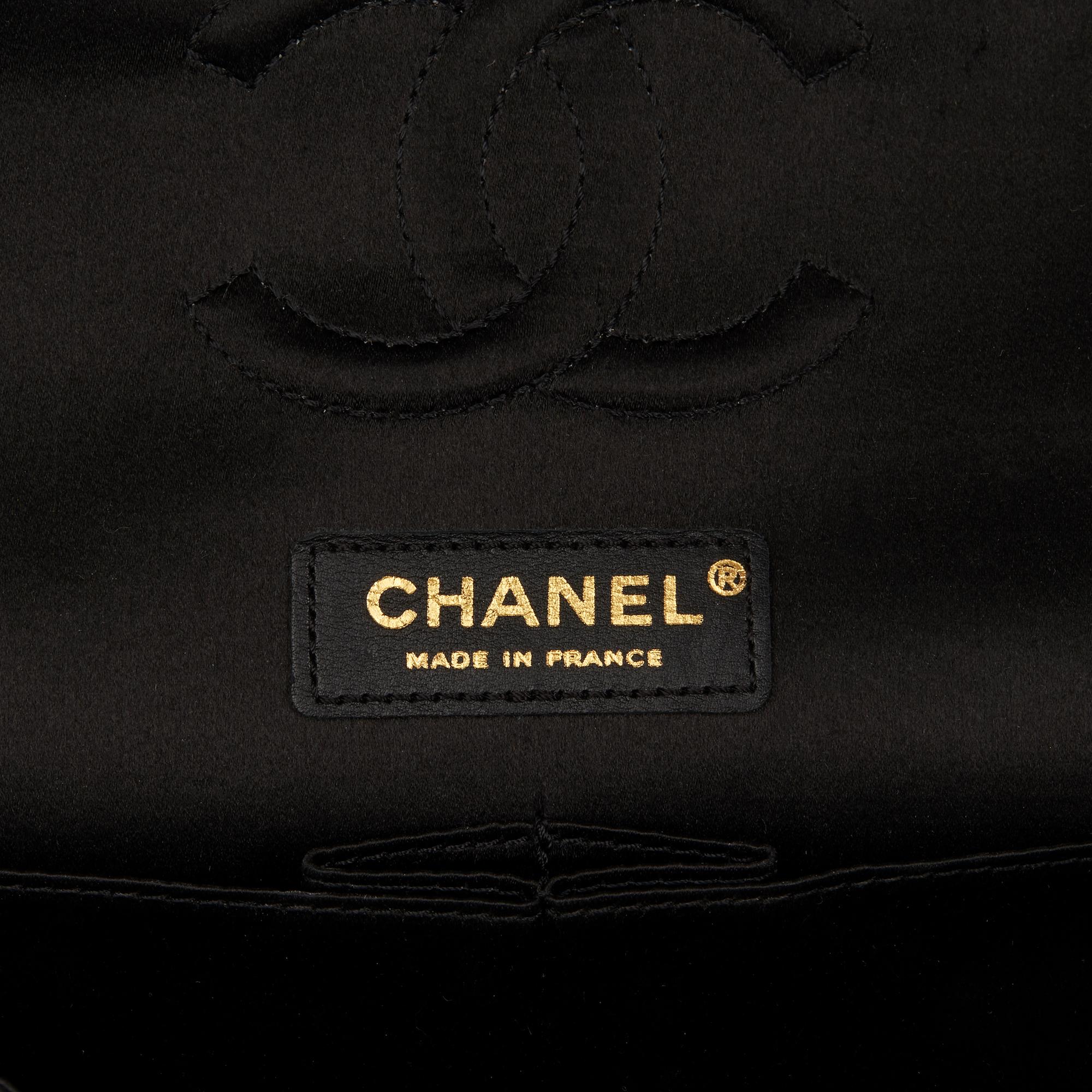 2010 Chanel Black Satin & Red Sequin Shanghai Medium Classic Double Flap Bag 1
