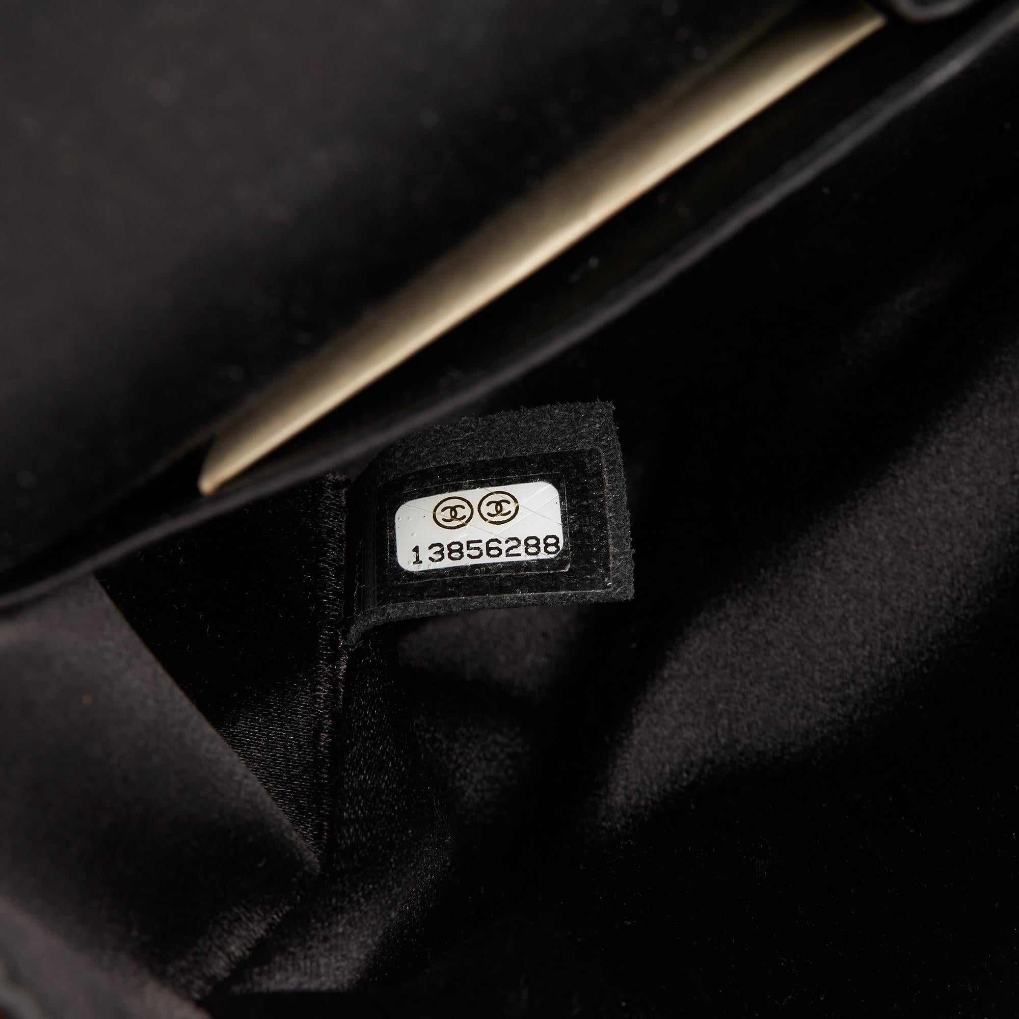 2010 Chanel Black Satin & Red Sequin Shanghai Medium Classic Double Flap Bag 2