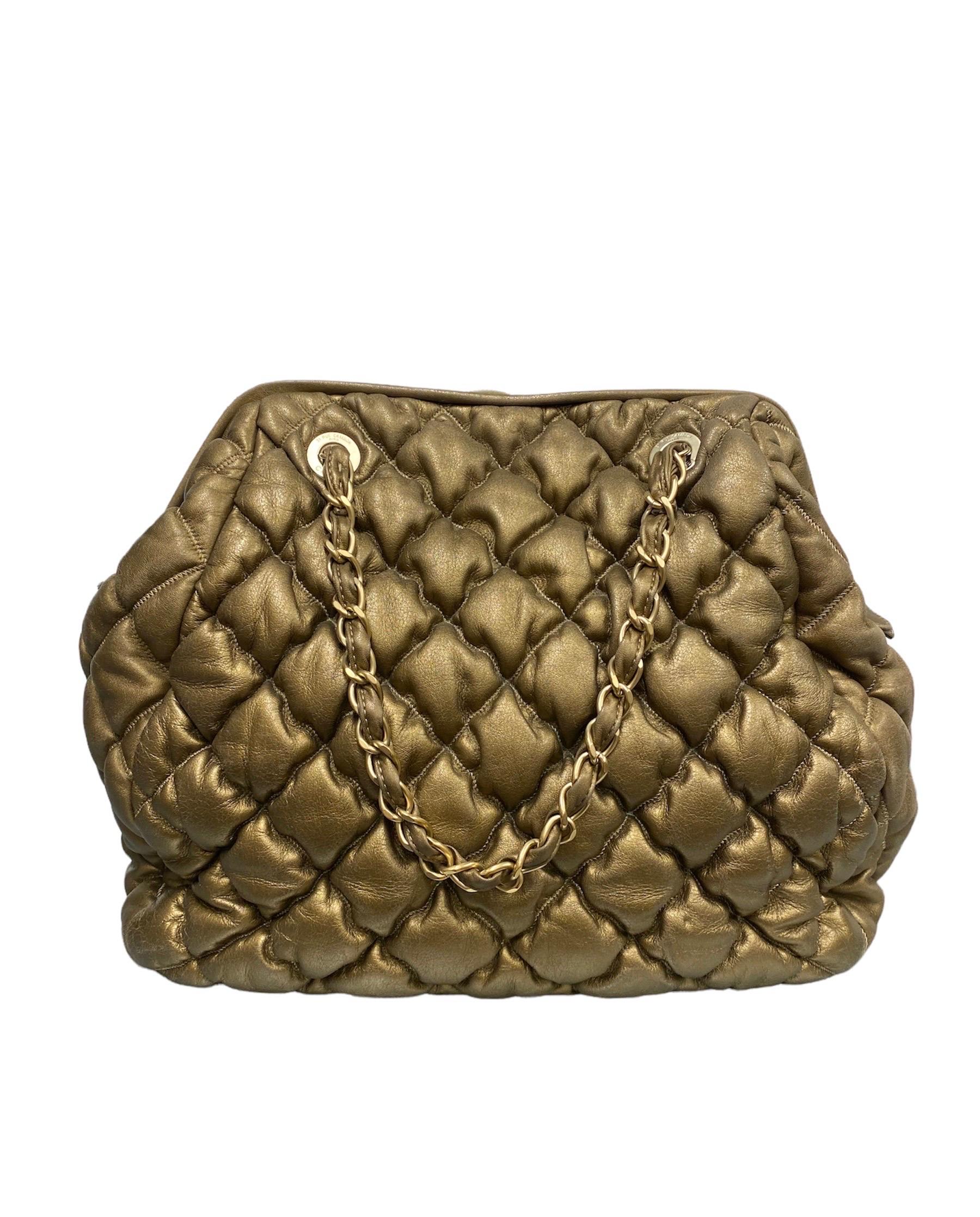 Brown 2010 Chanel Bolla Gold Shoulder Bag For Sale