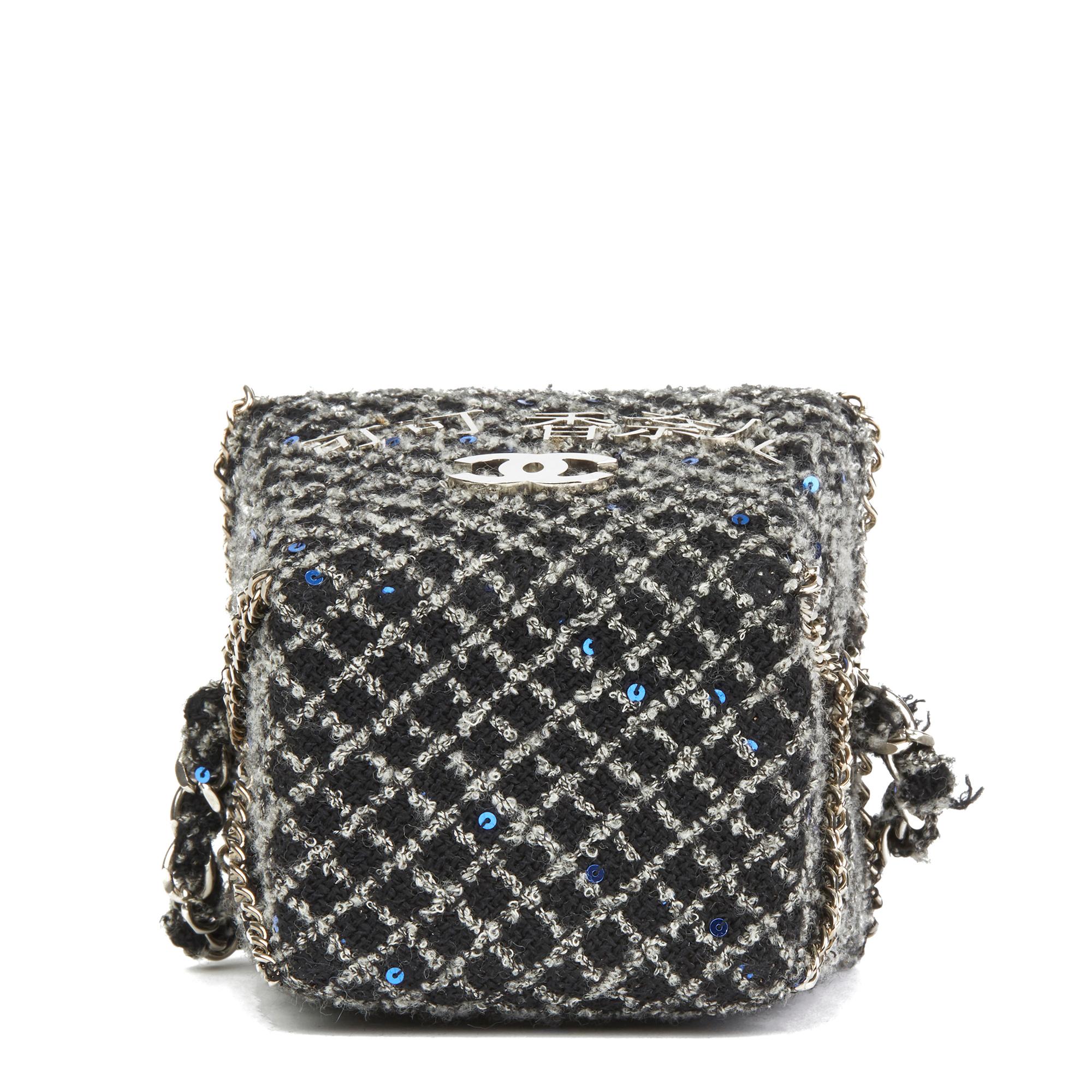 Black 2010 Chanel Grey Embellished Tweed Paris-Shanghai Take Away Box Bag