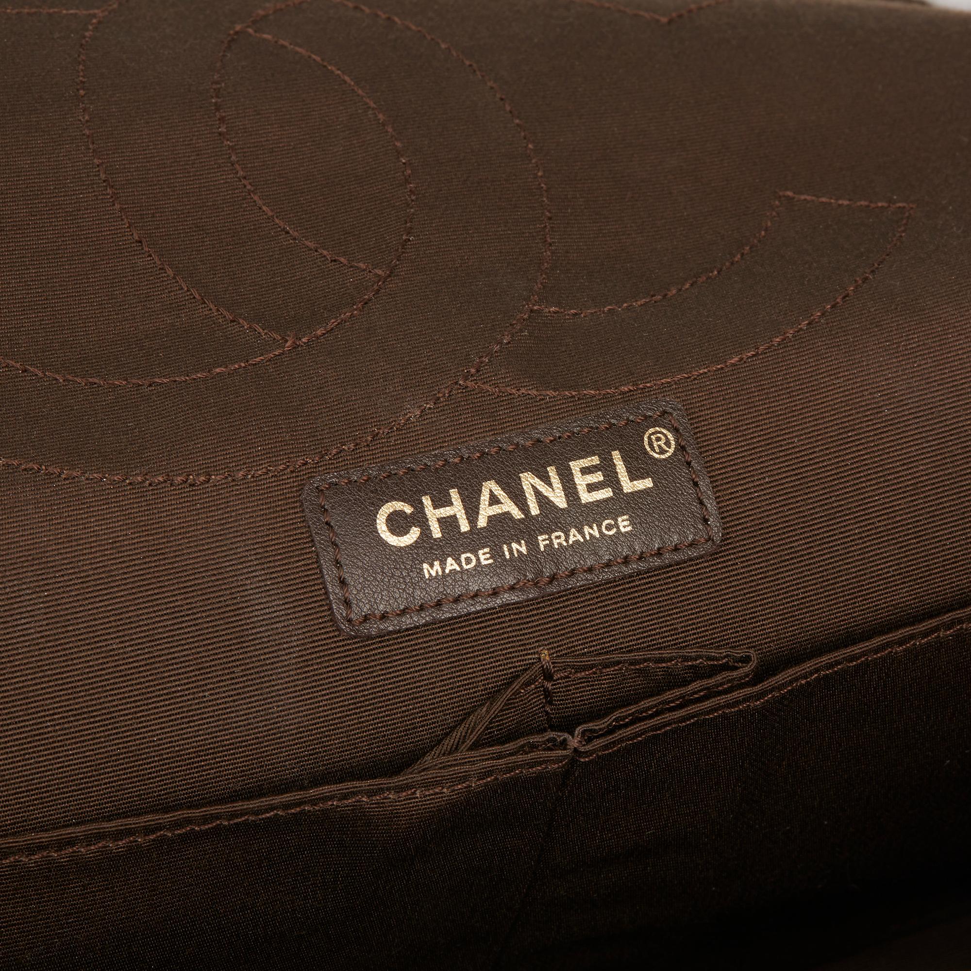 2010 Chanel Khaki Metallic Coated Denim 2.55 Reissue 227 Double Flap Bag 2