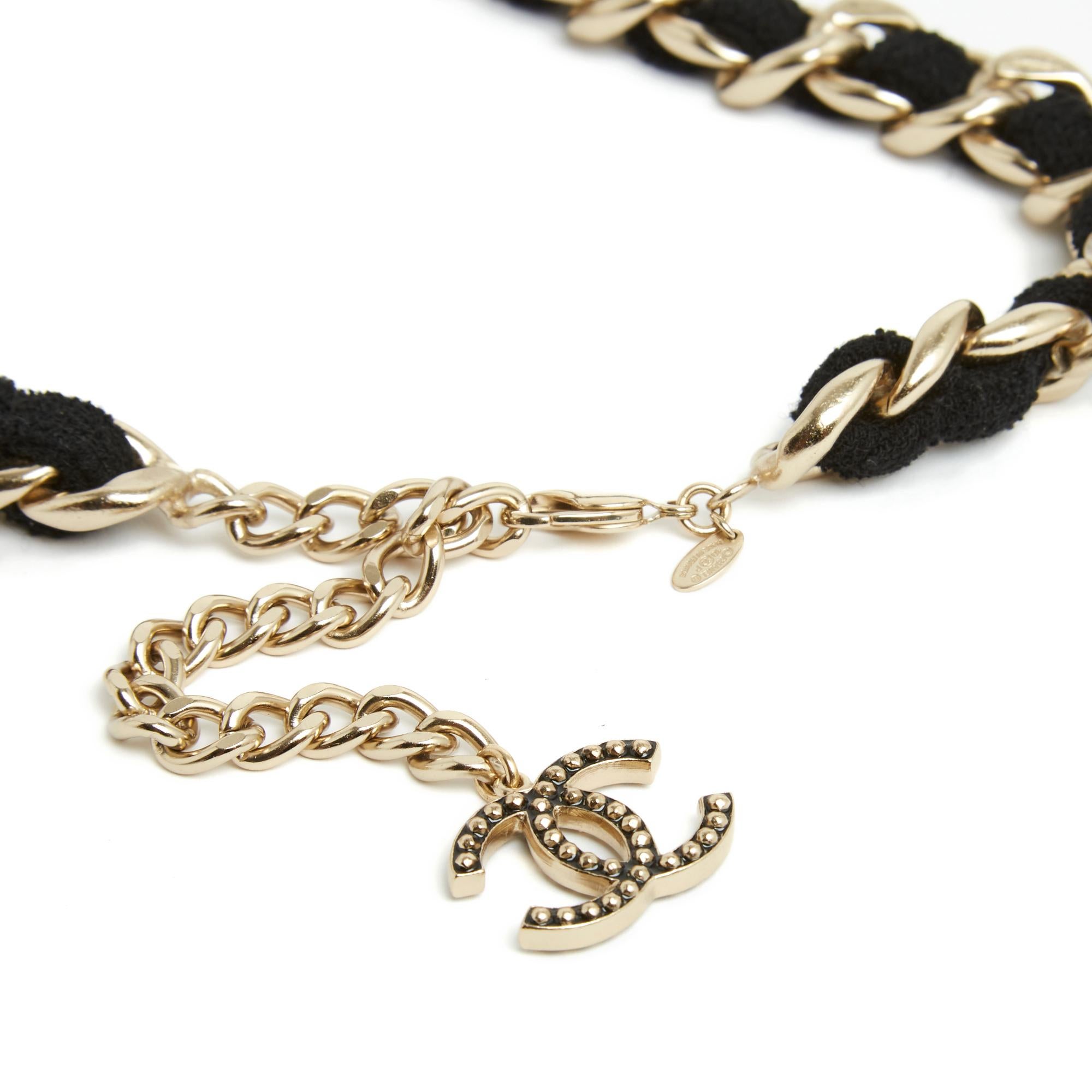 2010 Chanel Necklace Chocker XL Chain and CC Golden Black  In Excellent Condition For Sale In PARIS, FR