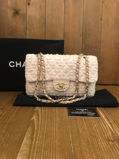 2010 CHANEL Quilted Baby Pink Tweed Classic Single Flap Bag with GHW
