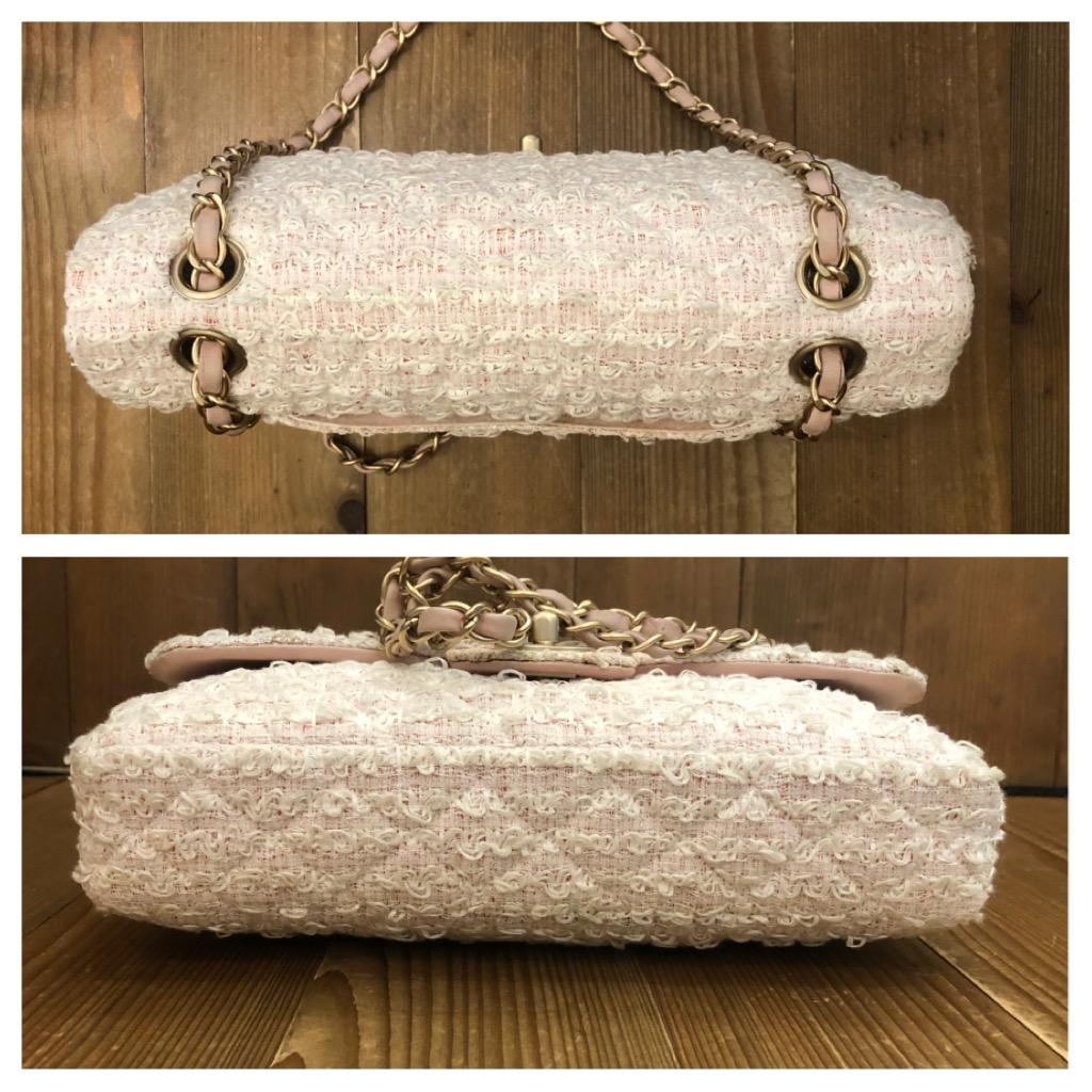 Beige 2010 CHANEL Quilted Baby Pink Tweed Classic Single Flap Bag with GHW