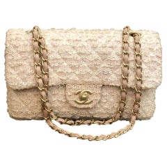 2010 CHANEL Quilted Baby Pink Tweed Classic Single Flap Bag with GHW