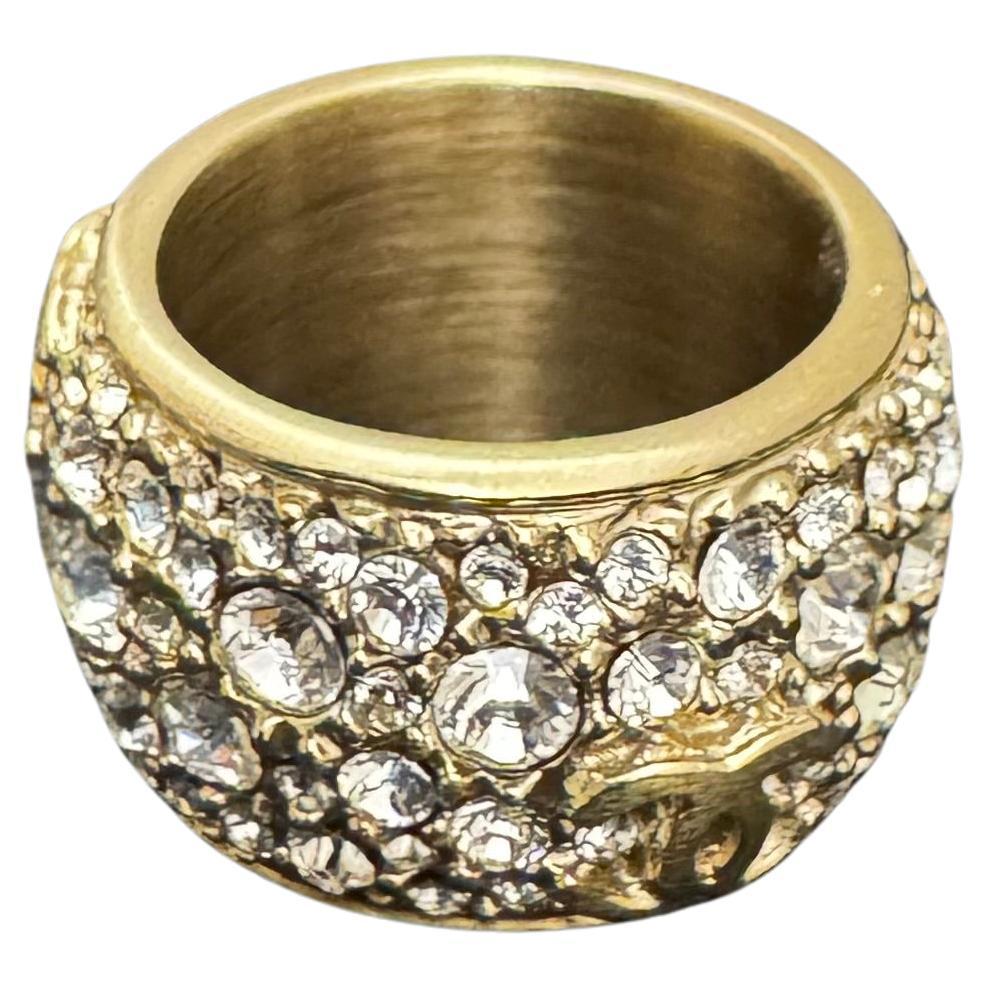 2010 CHANEL Rhinestones Encrusted CC Band Ring Champagne In Excellent Condition In Bangkok, TH