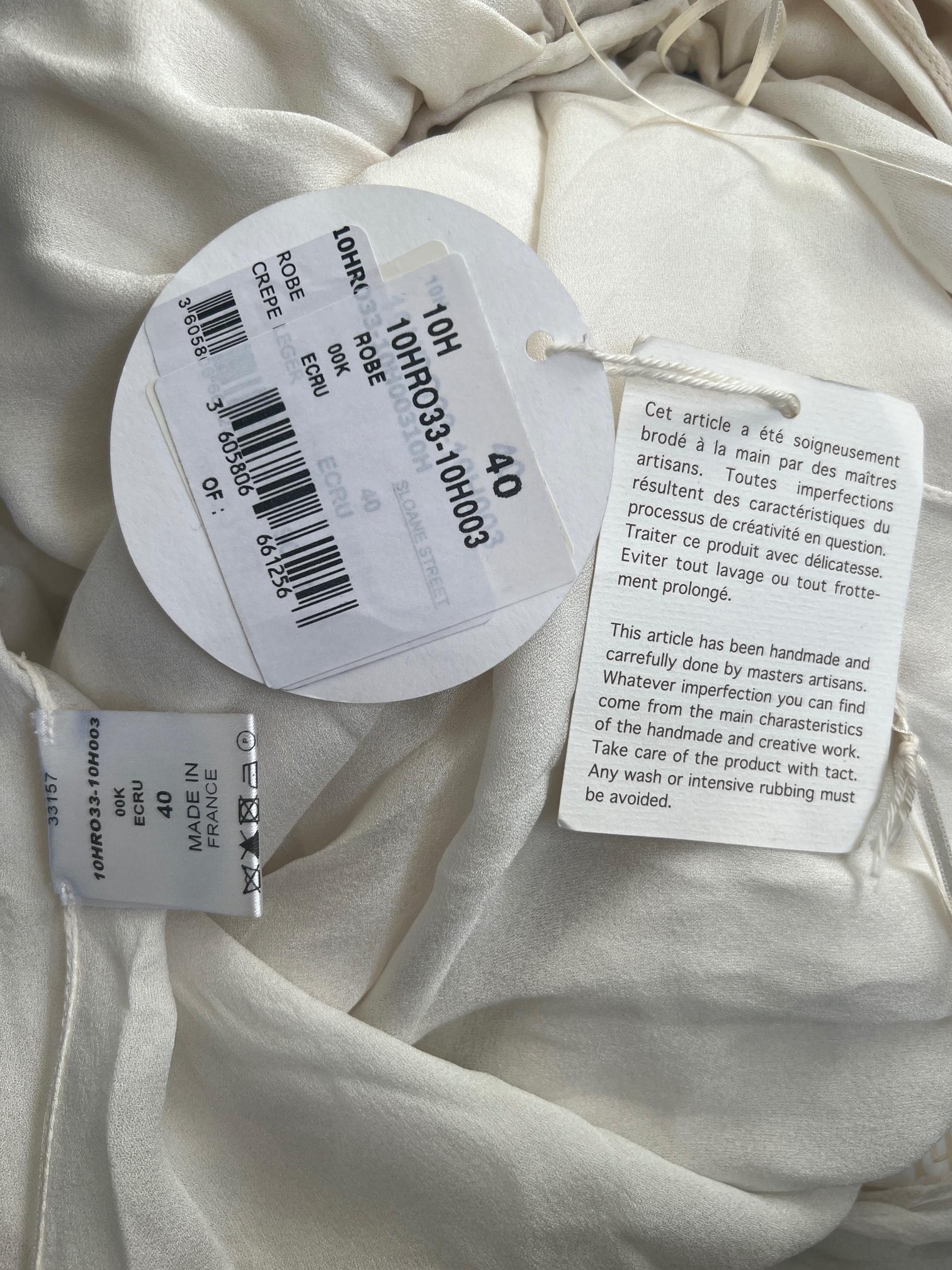 2010 Chloe Ecru Silk Chiffon Maxi-Dress with Silver Rhinestone Detailing For Sale 1