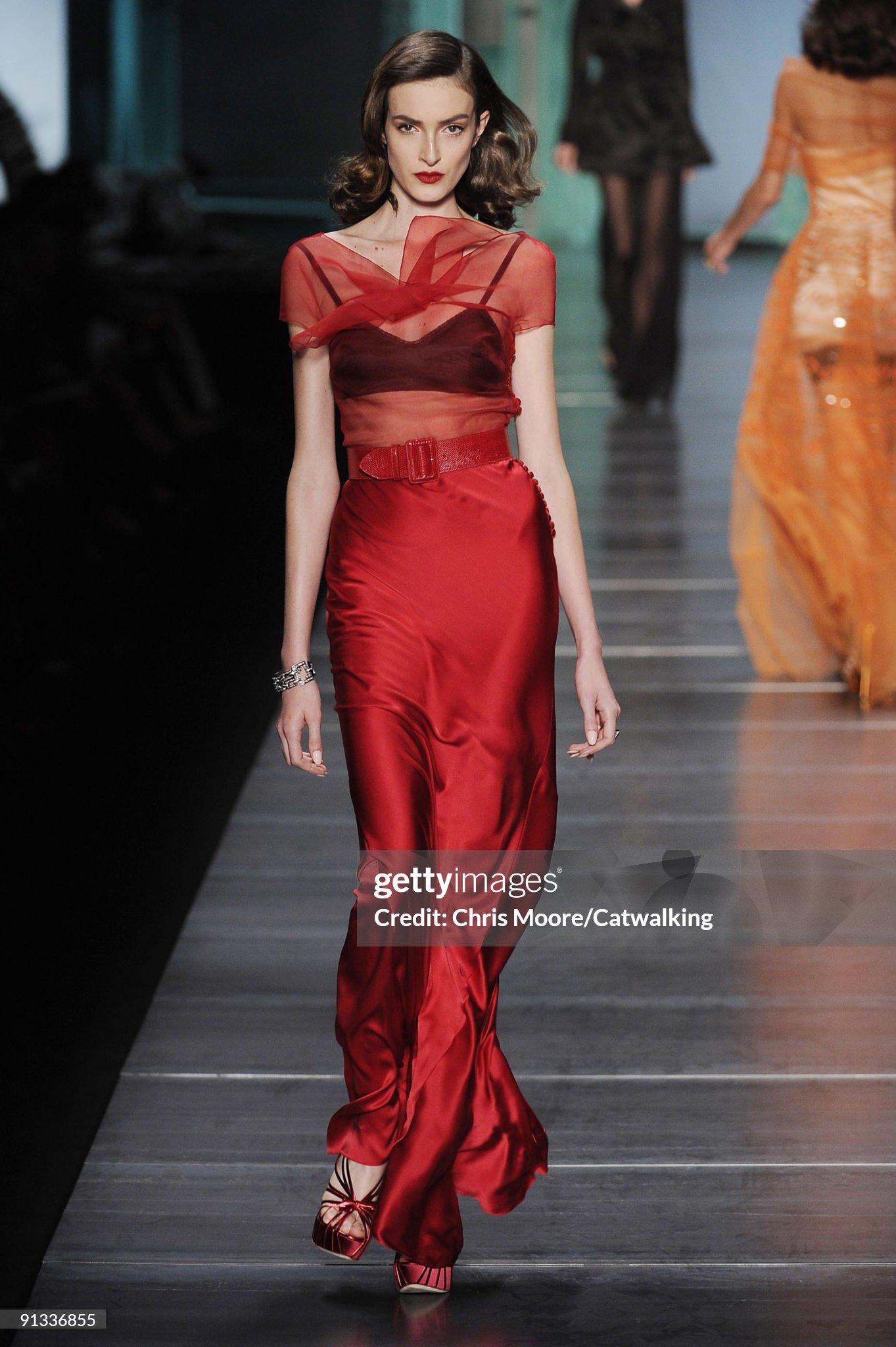 2010 Christian Dior by John Galliano Ruby Red Silk Sheer Black Bra Bias-Cut Gown For Sale 8