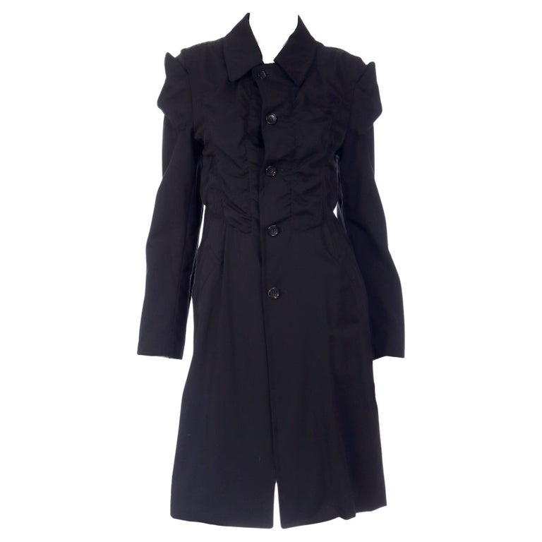 2010 Comme des Garcons Black Avant Garde Ruched Coat For Sale at 1stDibs