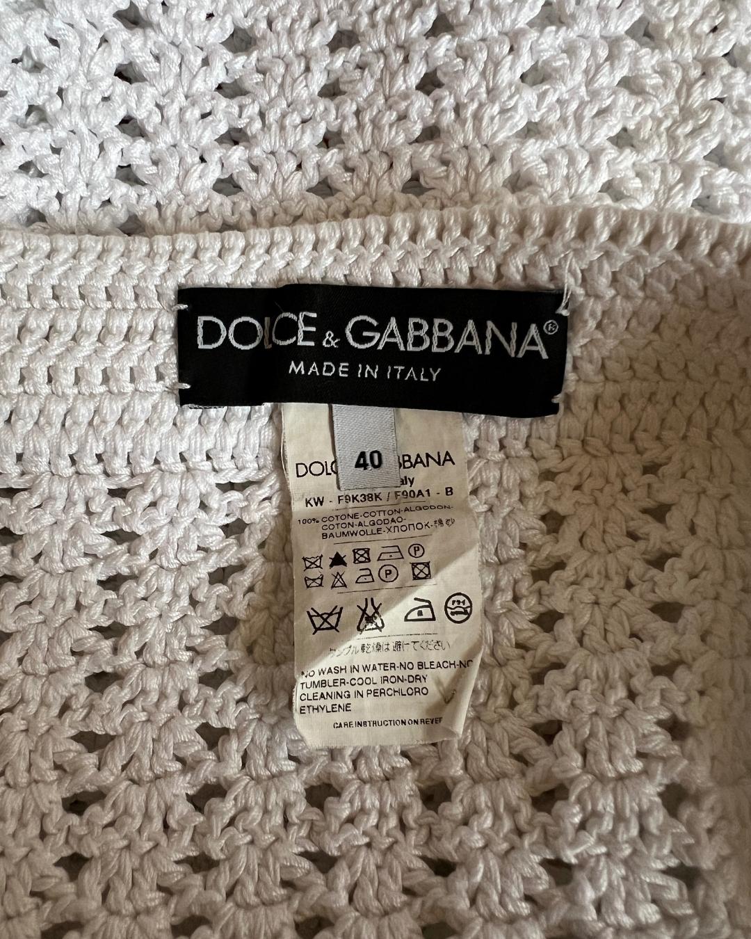 Women's 2010 Dolce and Gabbana Runway Documented White Crochet Knit Skirt For Sale