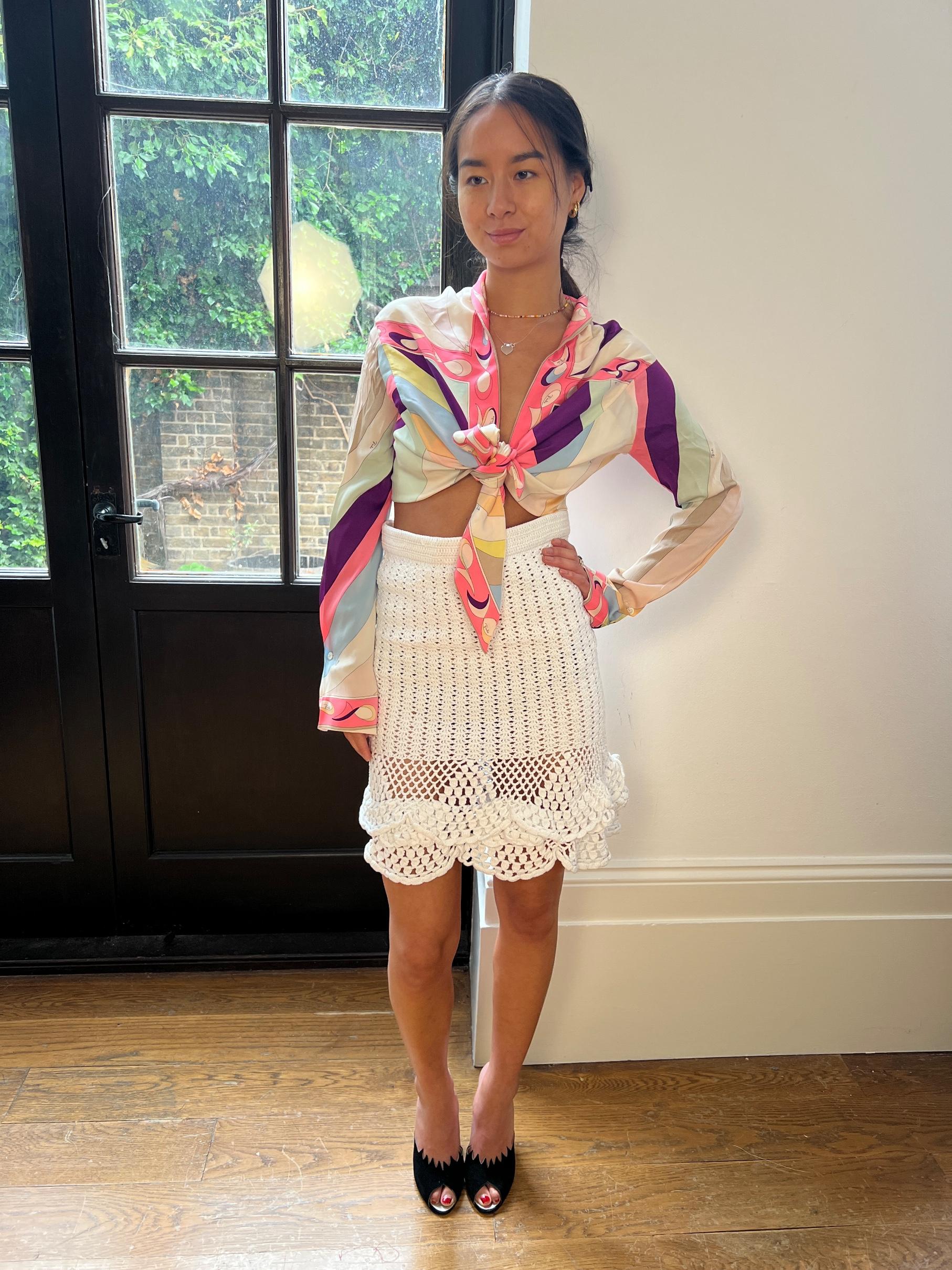 2010 Dolce and Gabbana Runway Documented White Crochet Knit Skirt For Sale 1