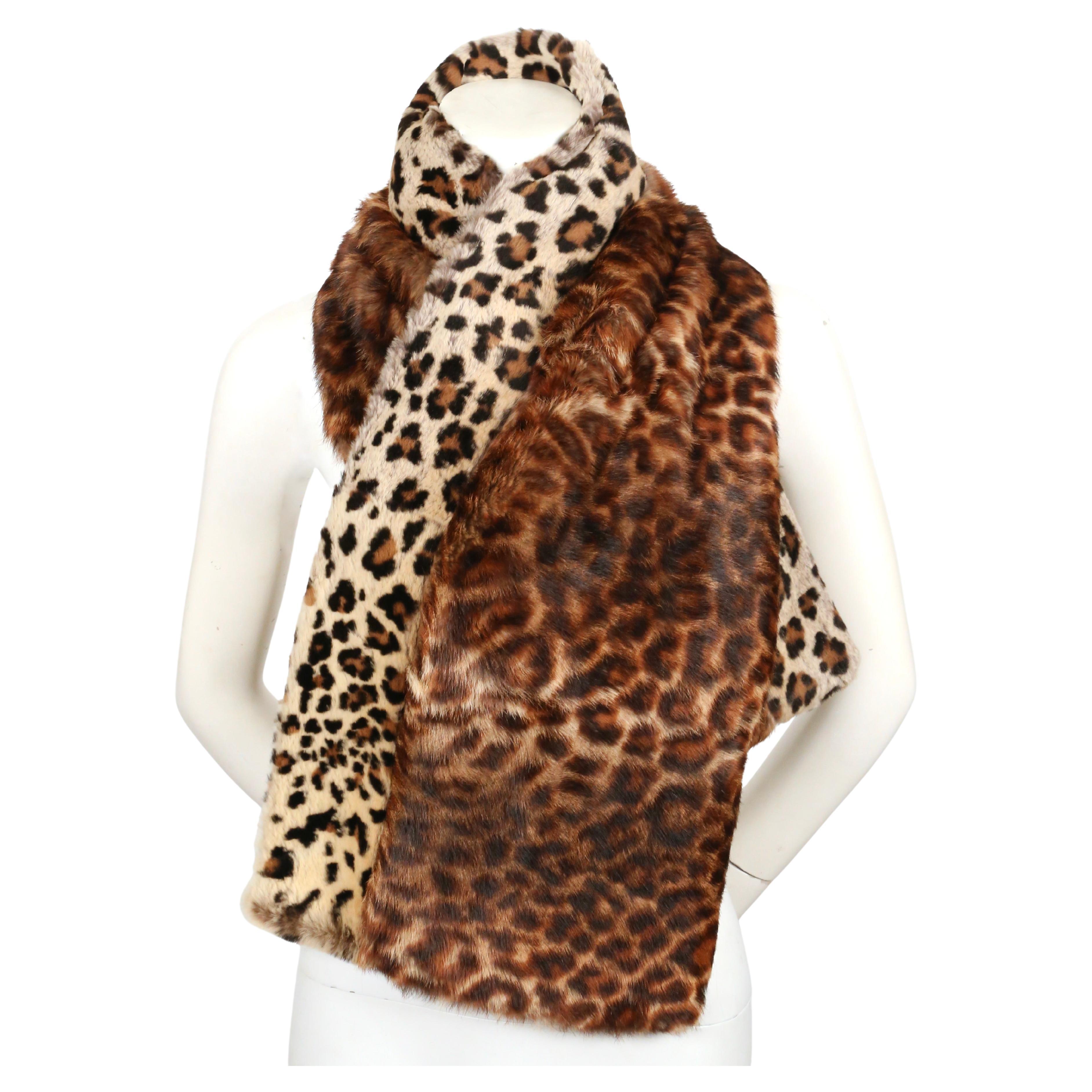 Leopard printed fur scarf designed by Dries Van Noten exactly as seen in the fall 2010 runway. Scarf measures approximately 12' by 49
