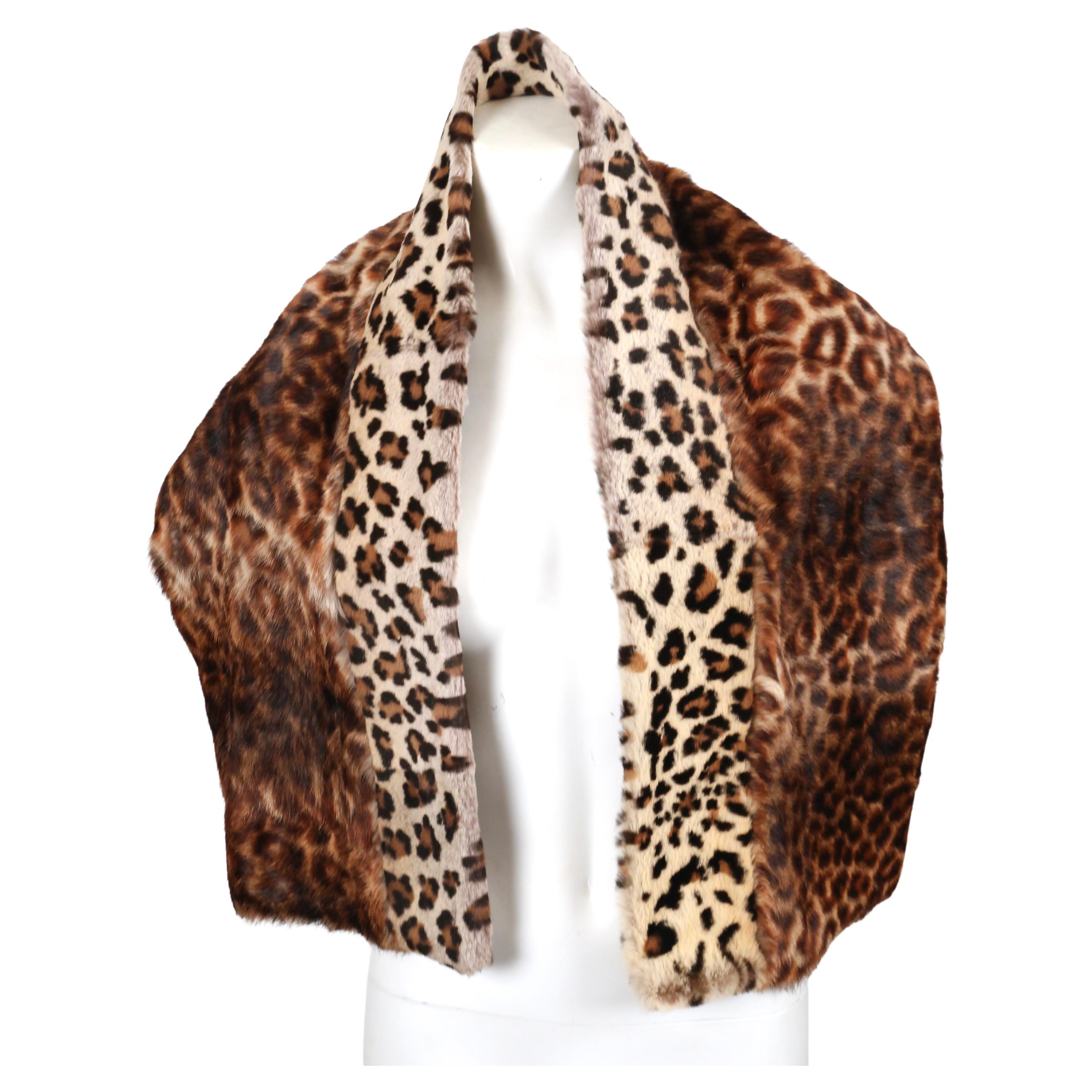2010 DRIES VAN NOTEN leopard printed fur RUNWAY scarf In Excellent Condition For Sale In San Fransisco, CA