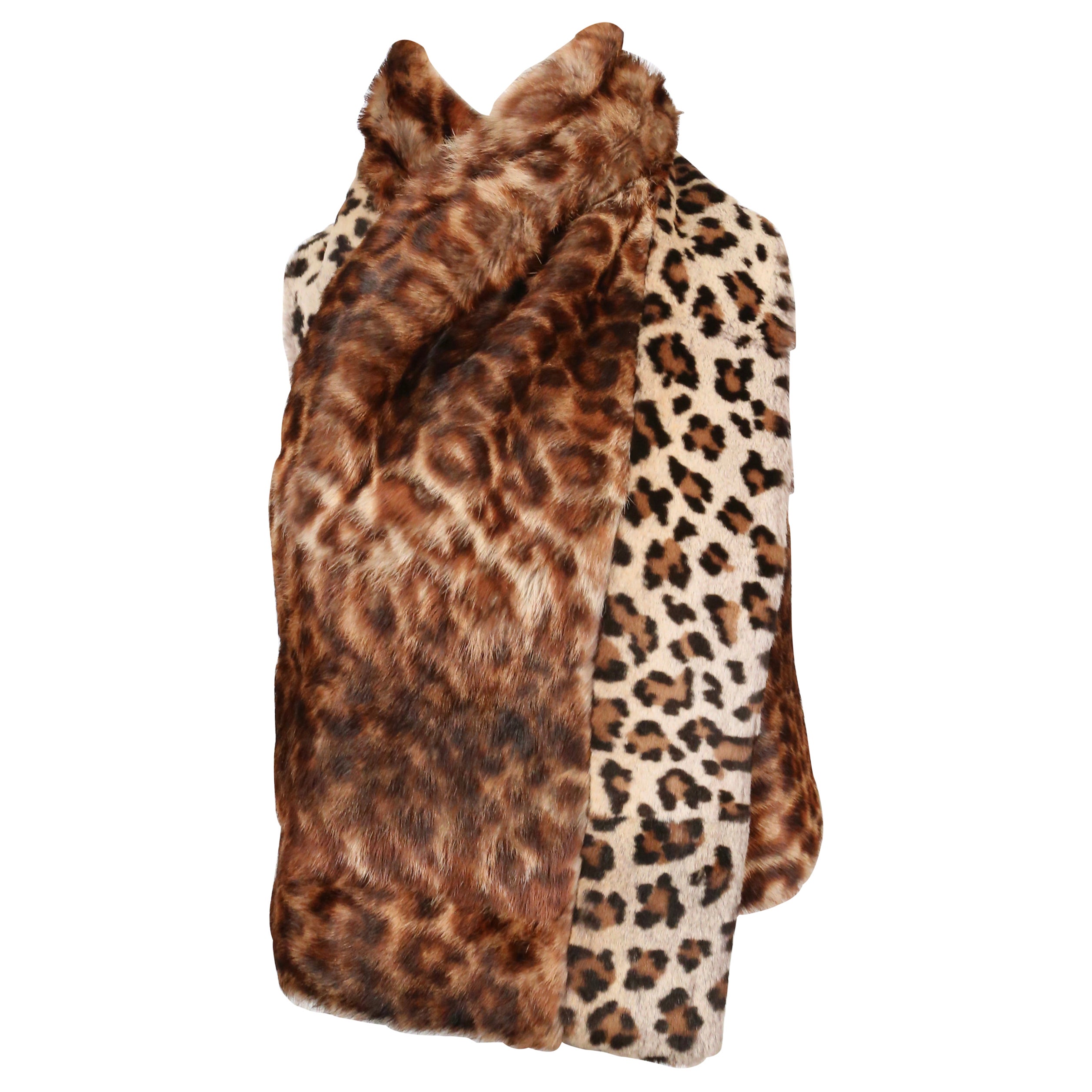 2010 DRIES VAN NOTEN bufanda de piel con estampado de leopardo RUNWAY