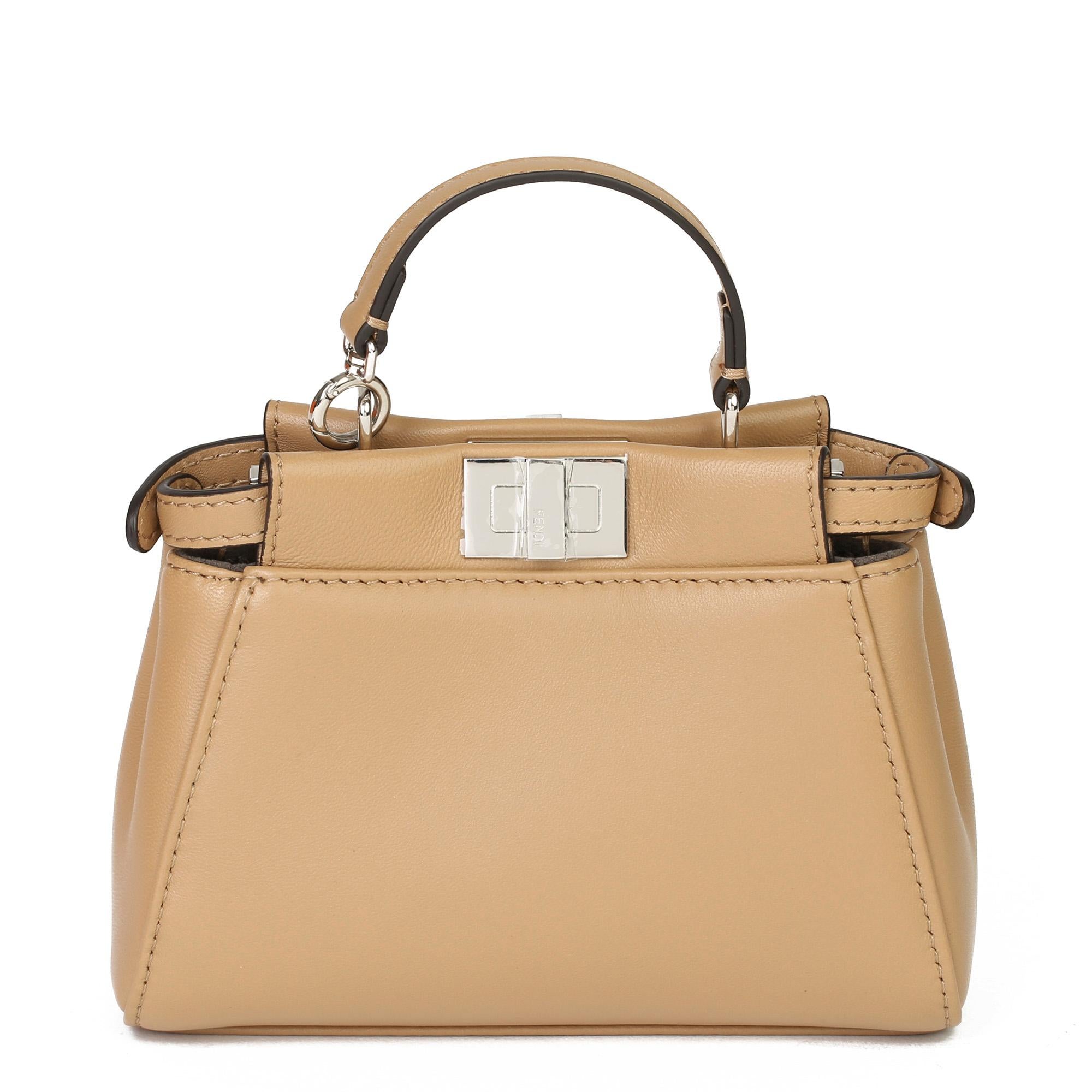 2010 Fendi Beige Leder Botanischer Garten Floral Bestickte Mikro Peekaboo 1