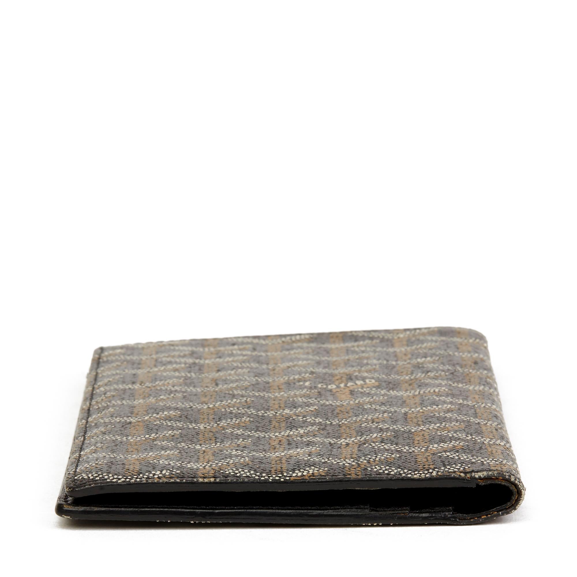 2010 Goyard Black Chevron Coated Canvas Bi-Fold Wallet In Good Condition In Bishop's Stortford, Hertfordshire