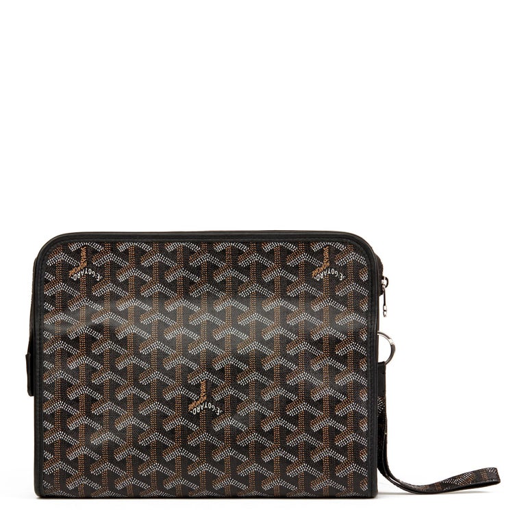 2010 Goyard Black Chevron Coated Canvas Jouvence Toiletry Pouch at 1stDibs