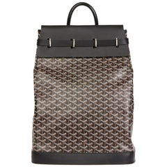 2010 Goyard Black Chevron Coated Canvas Steamer