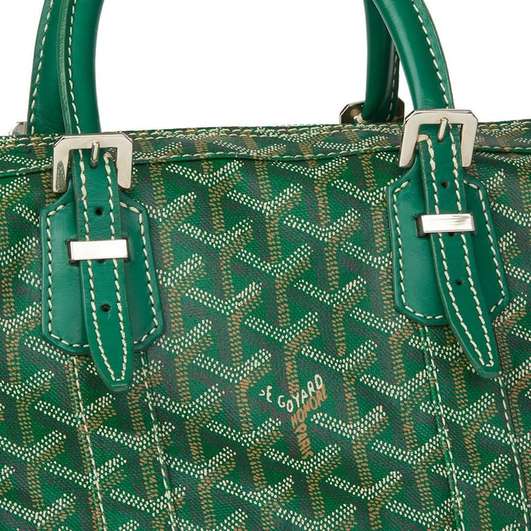 Goyard Green Chevron Print Coated Canvas Must Vanity Bag w/ Sangle PM Strap  - Yoogi's Closet